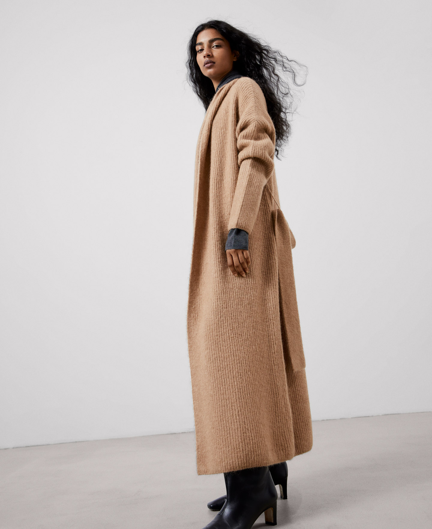 Alpaca fabric long jacket image number 4