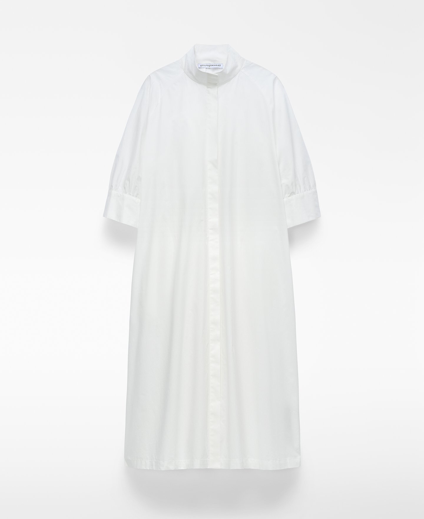 Cotton band collar shirt dress image number 4