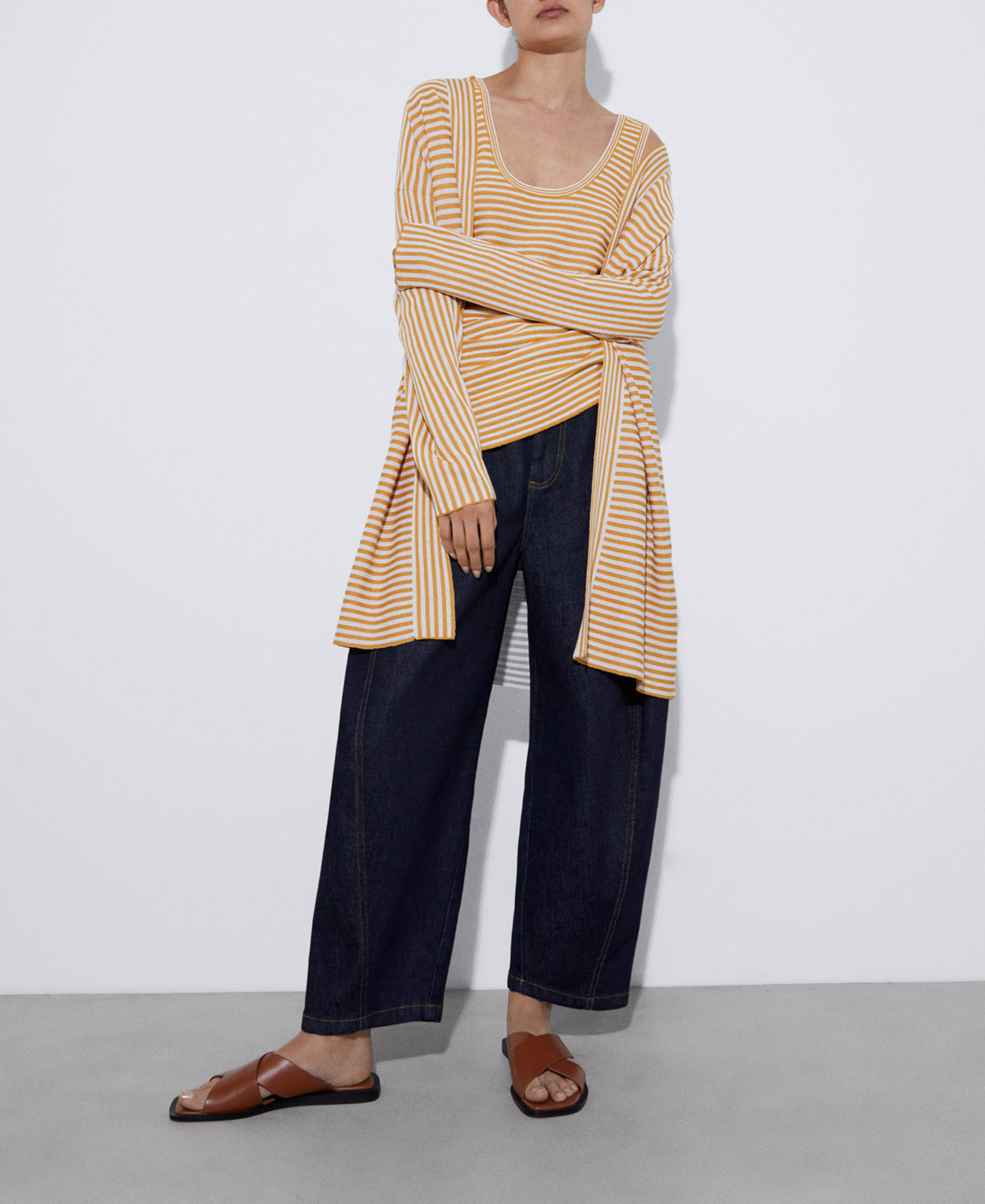 Viscose knitted striped top image number 1