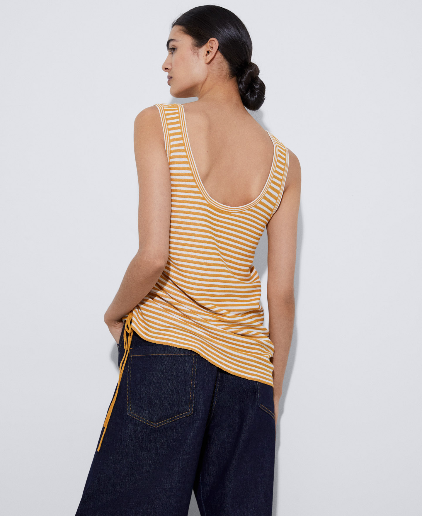 Viscose knitted striped top image number 2