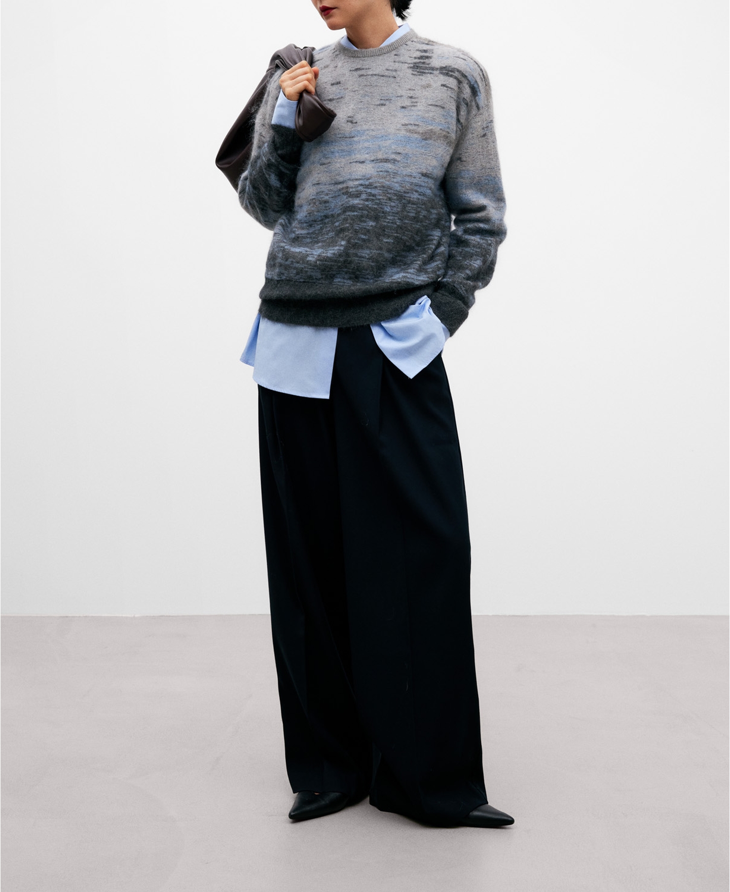 Grey melange mohair sweater for women image number 1
