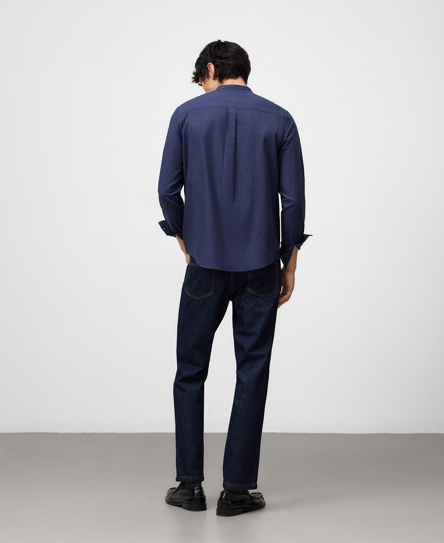 Regular fit Mandarin collar shirt man image number 2