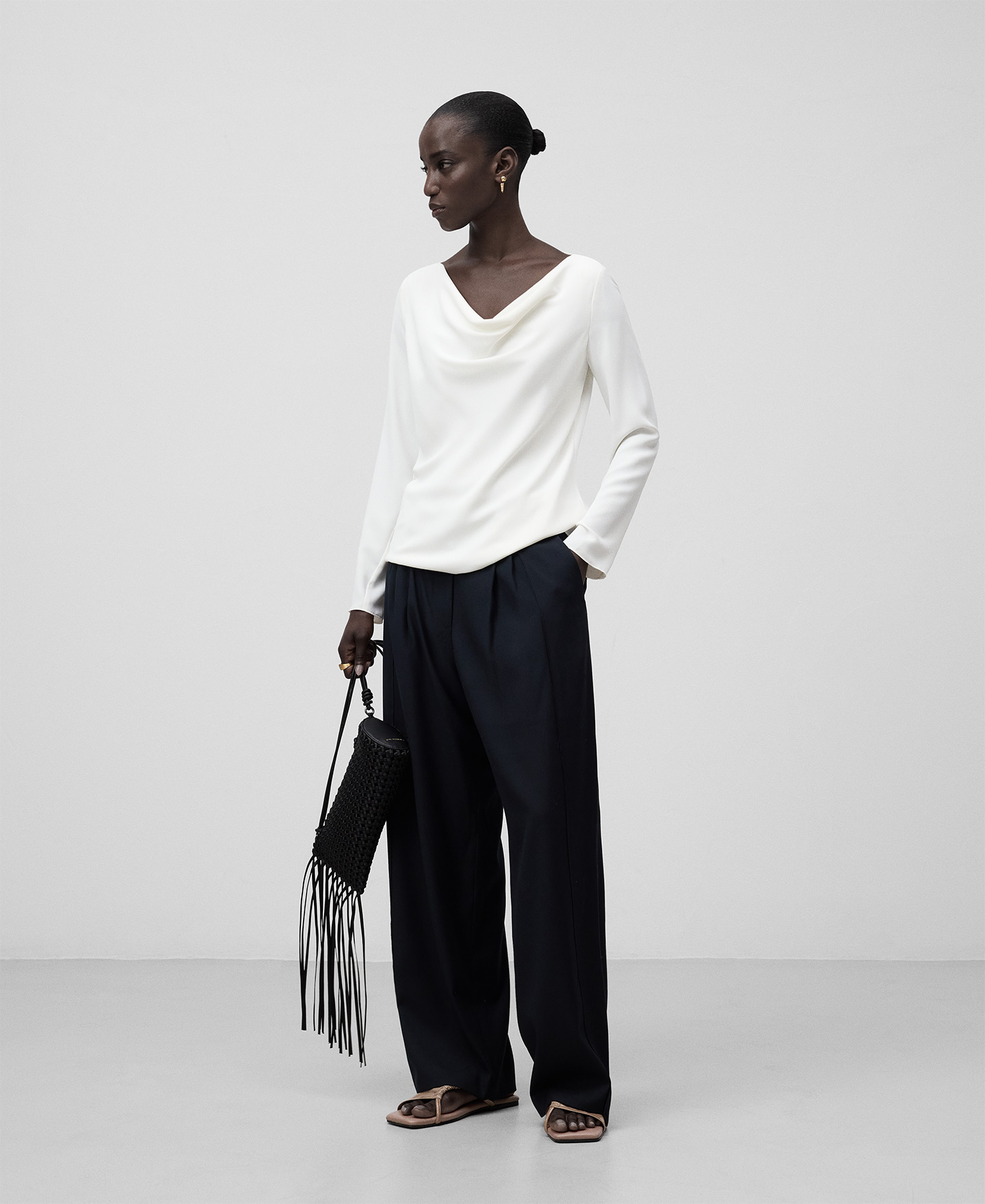 Draped collar top woman image number 1