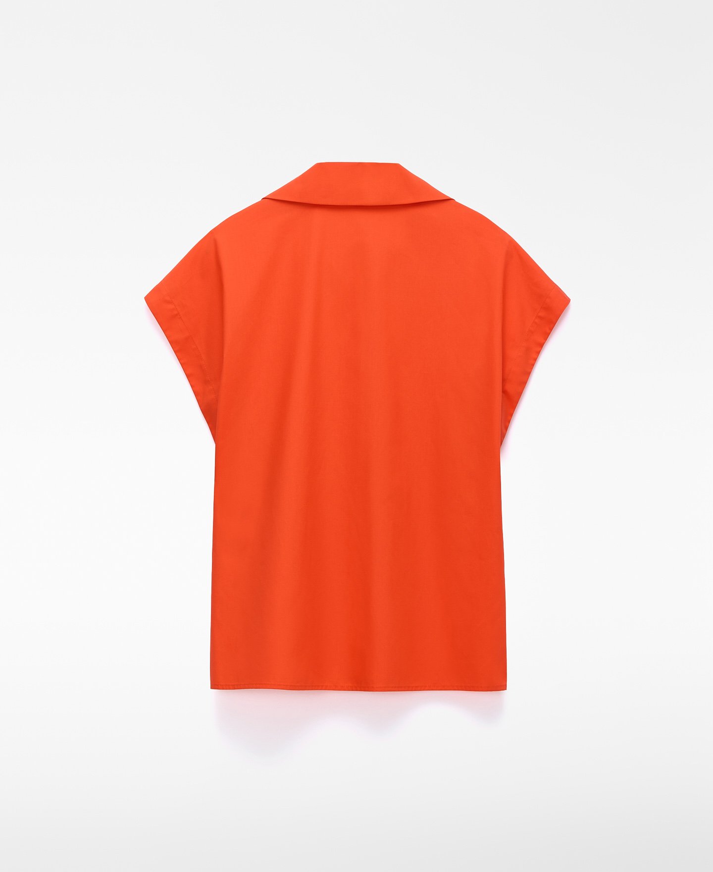 Open band collar straight shirt image number 5