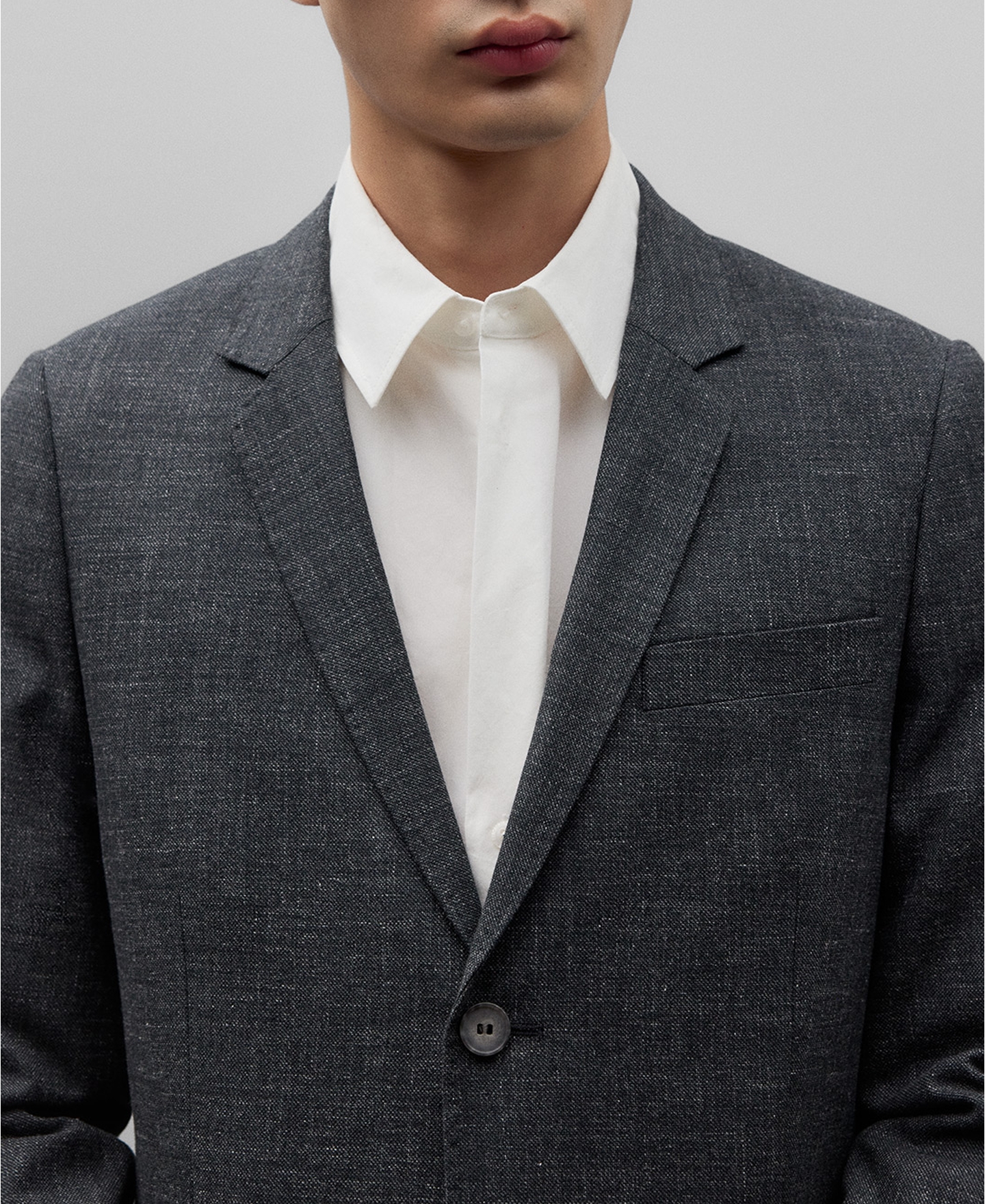 Regular fit melange gray blazer man image number 3