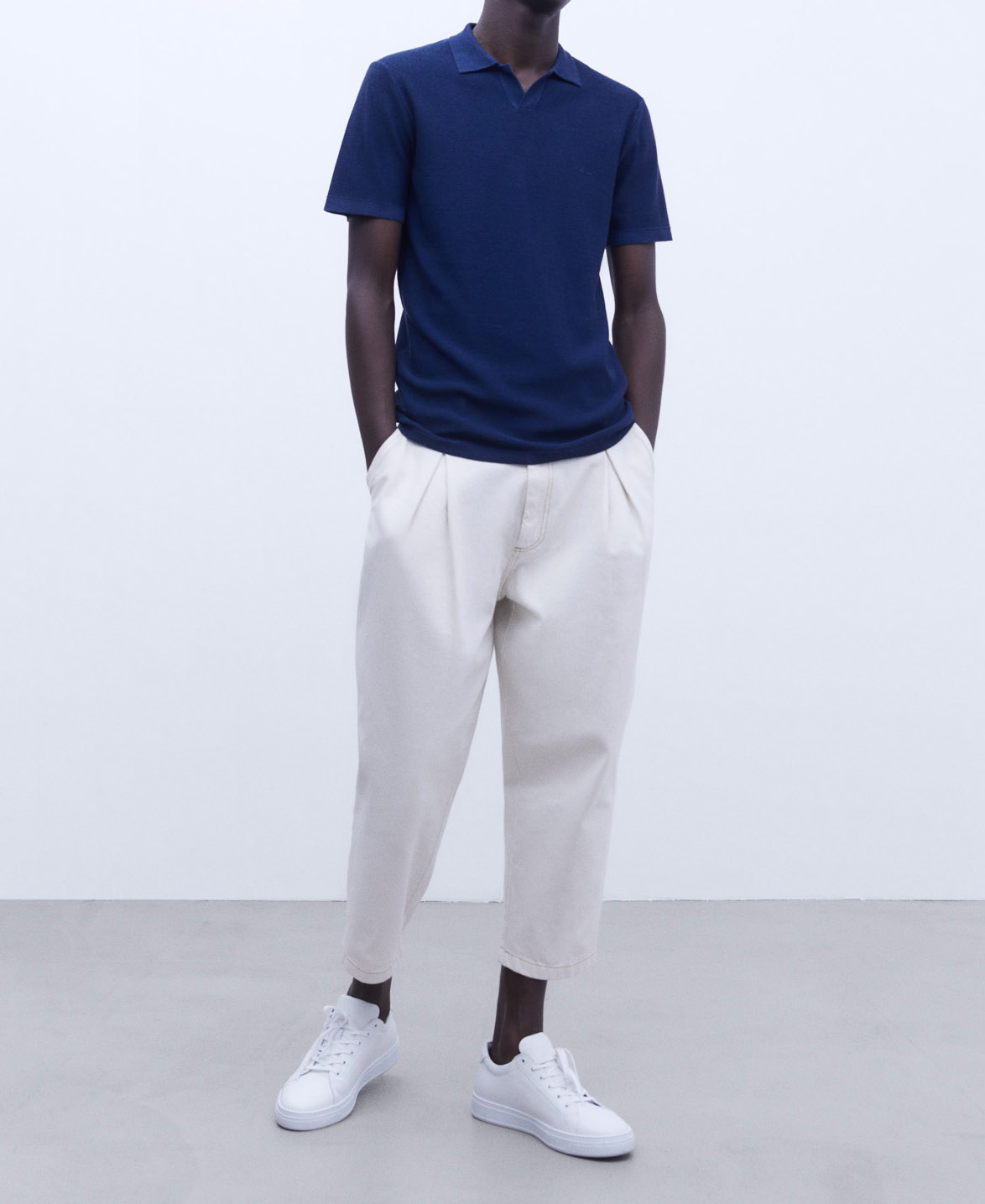 Regular fit buttonless polo shirt image number 1