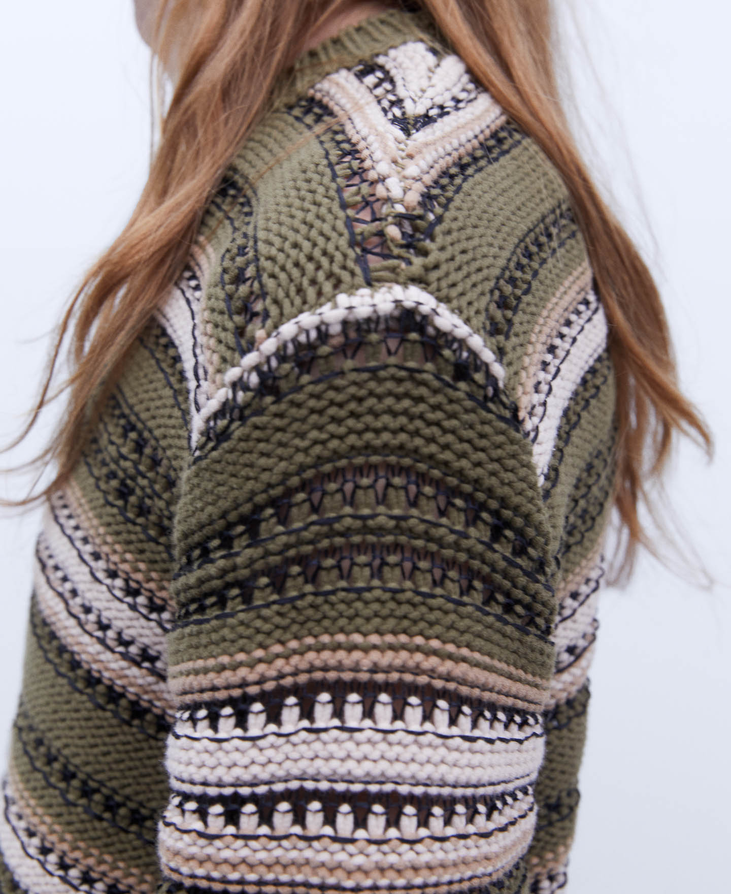 Striped structure crew neck sweater image number 3