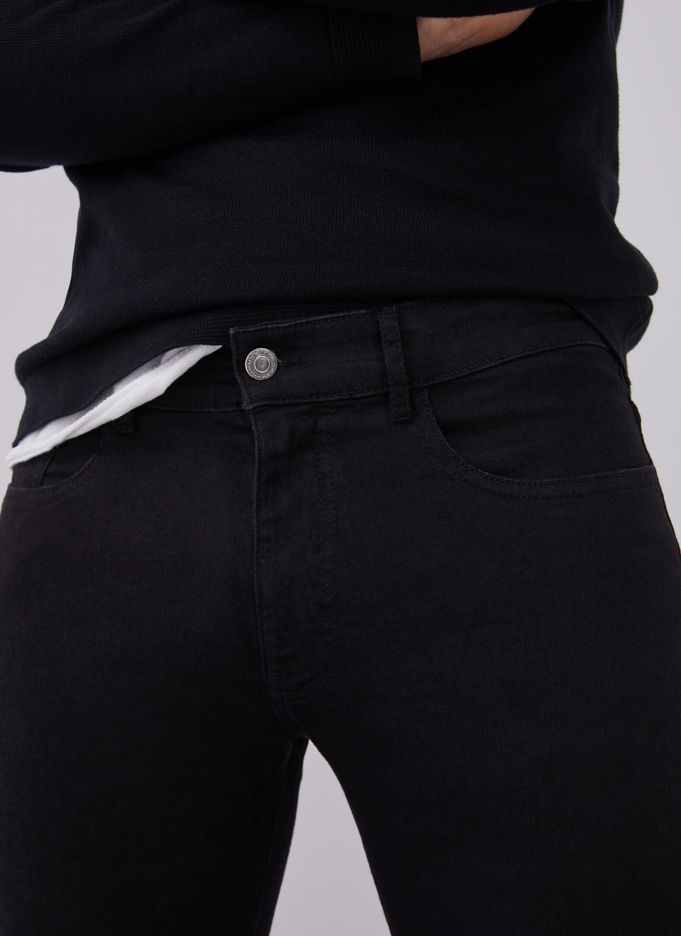 Stretch skinny black trousers image number 3