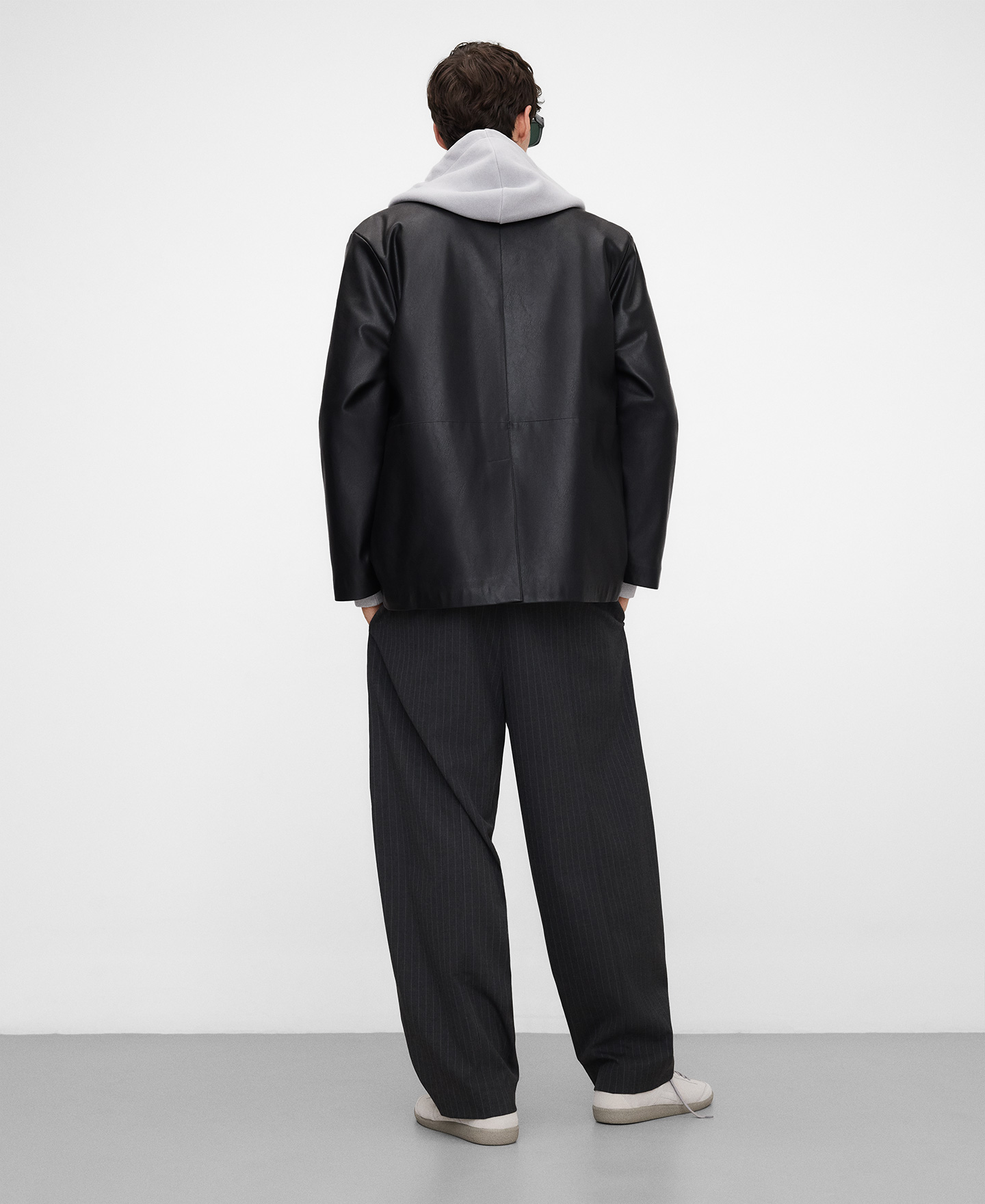 Leather-Non-Leather kimono jacket image number 2