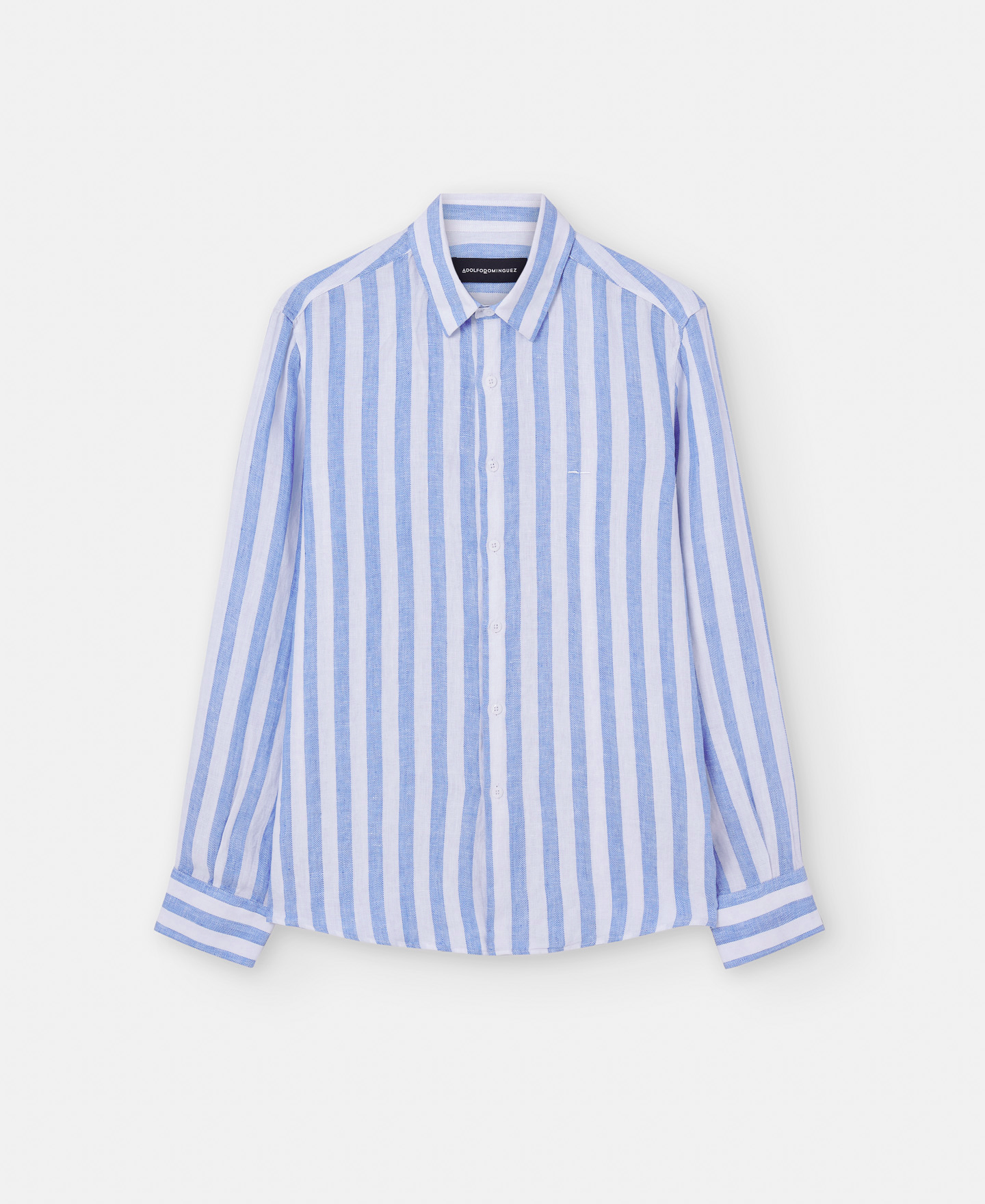 Linen striped shirt with lapel collar image number 4