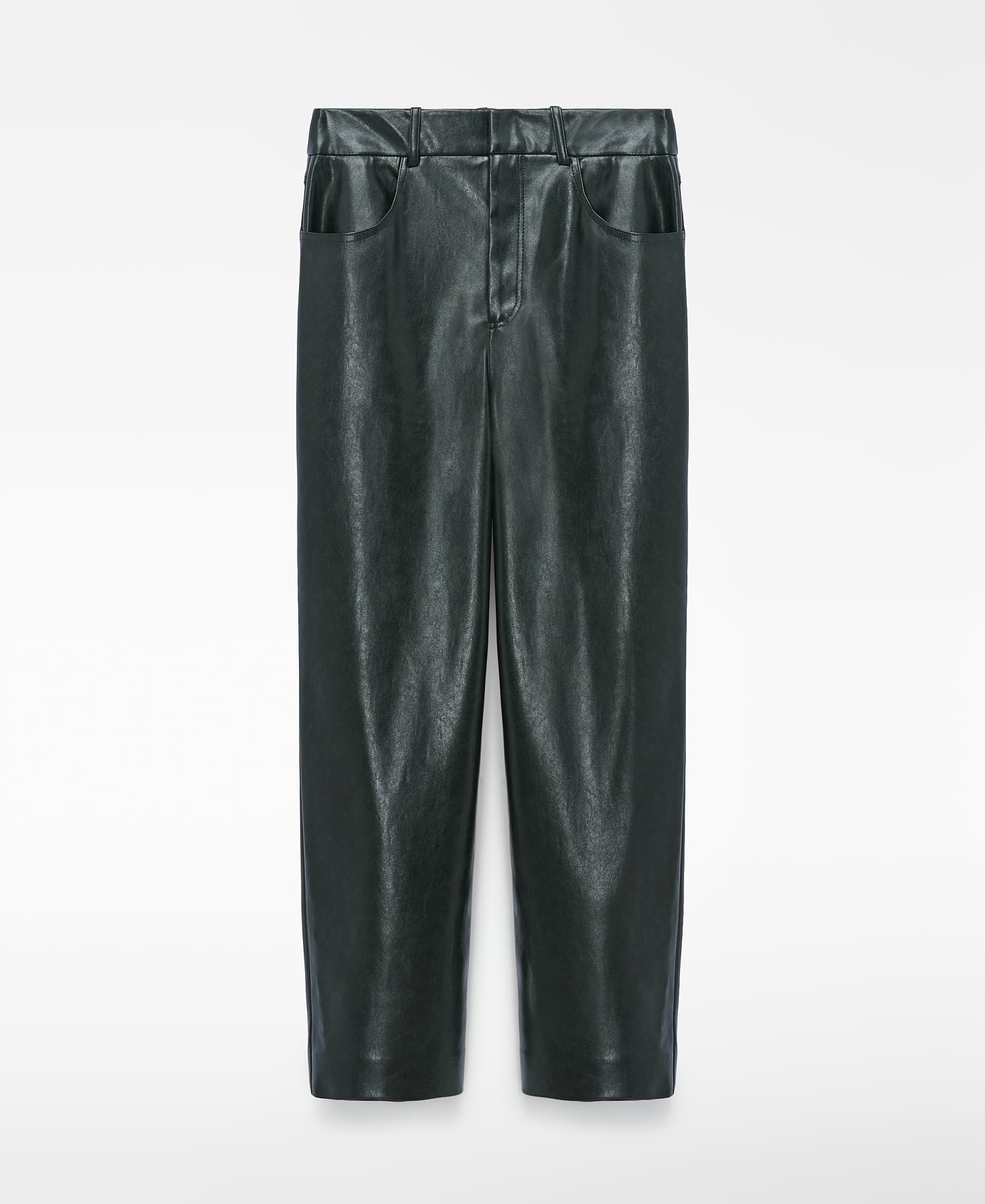 Leather-Non-Leather straight trousers image number 4