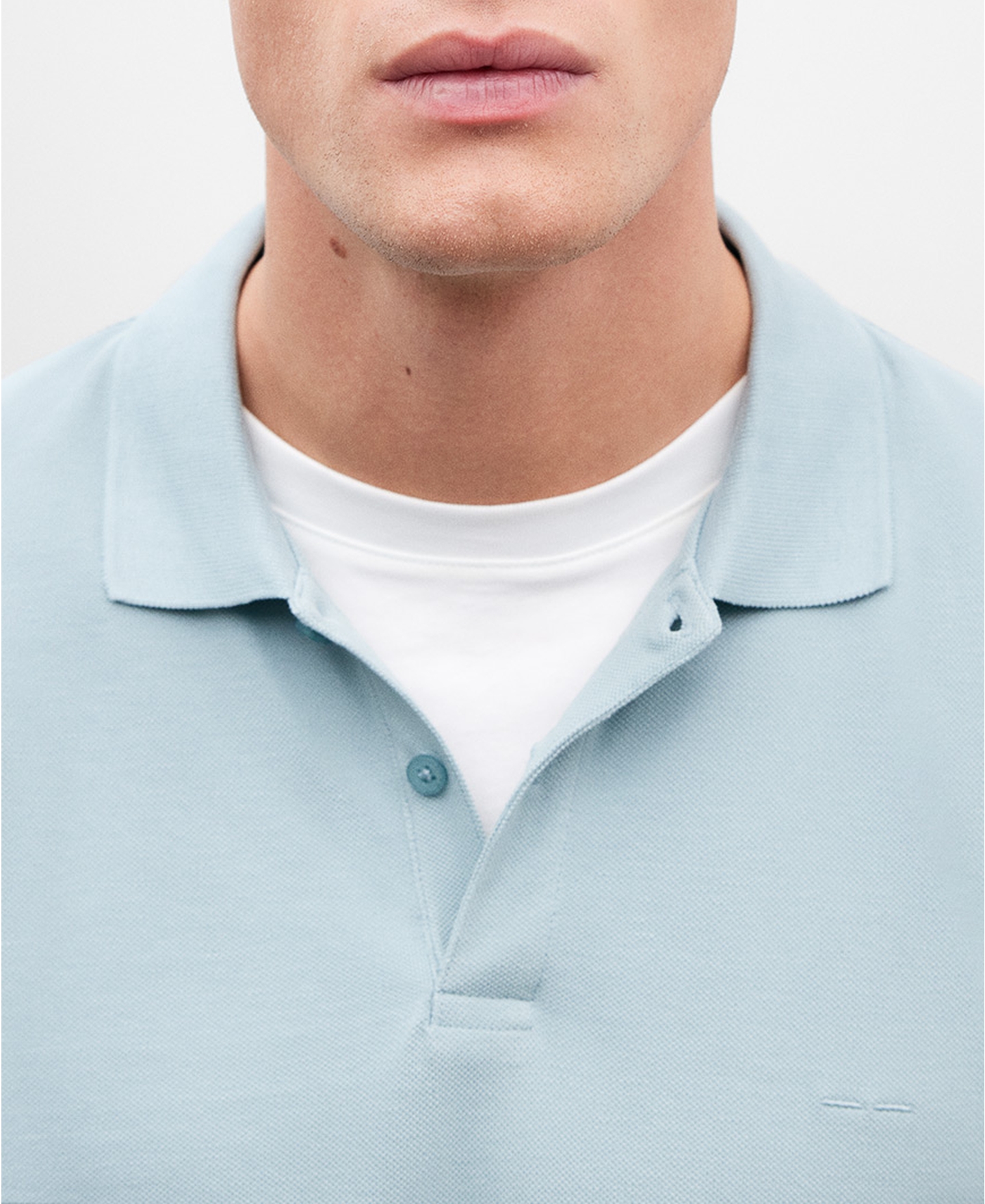 Green cotton piqué polo shirt for men image number 3