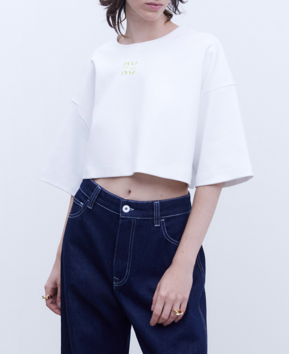 Cropped cotton t-shirt image number 0
