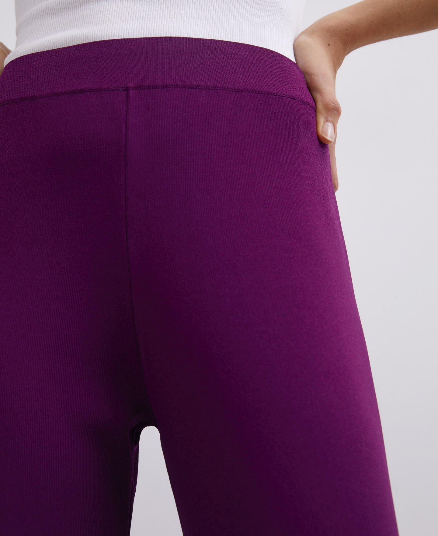 Viscose ribbed knit pants image number 2