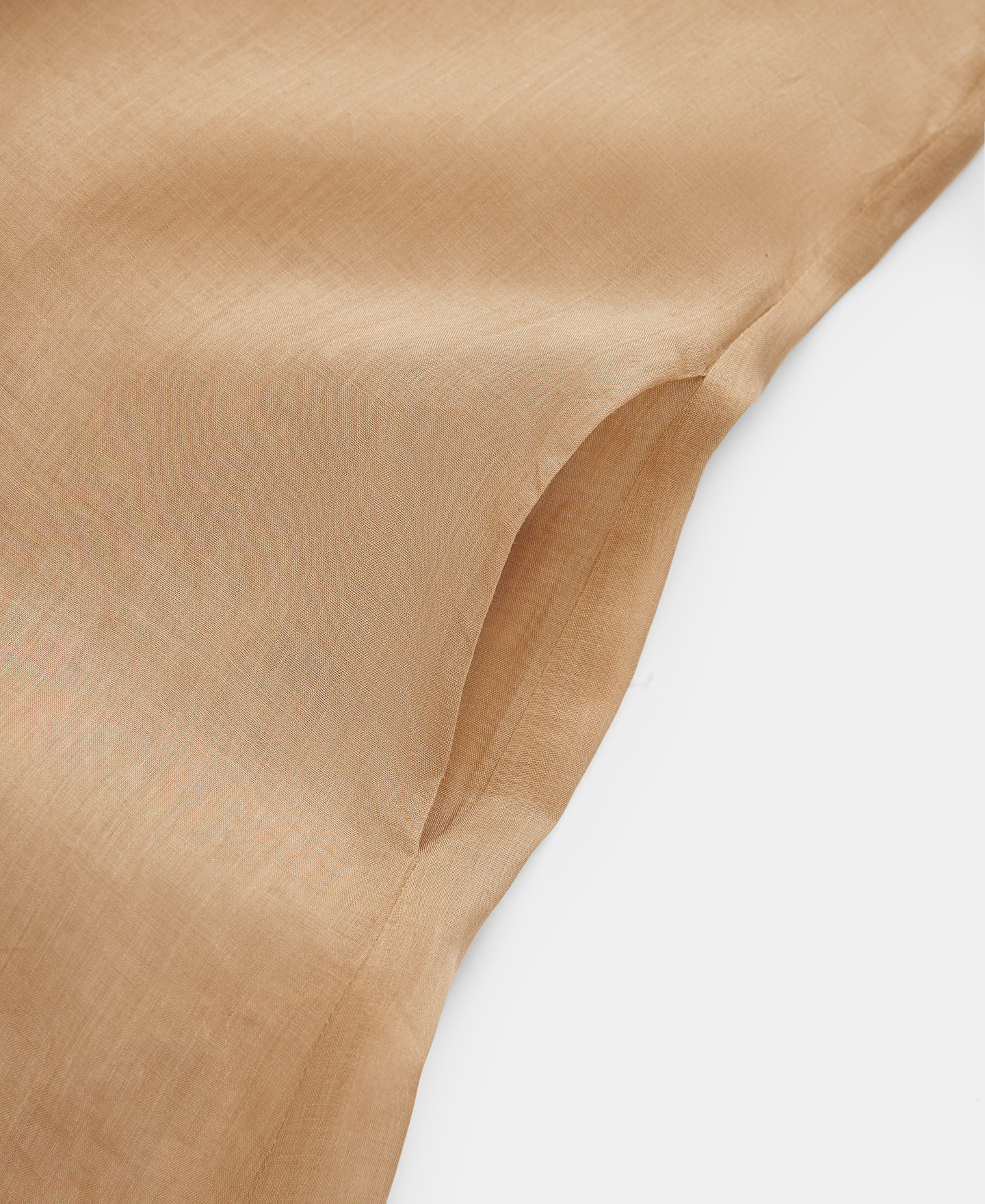 Vestido fluido en ramio camel image number 5