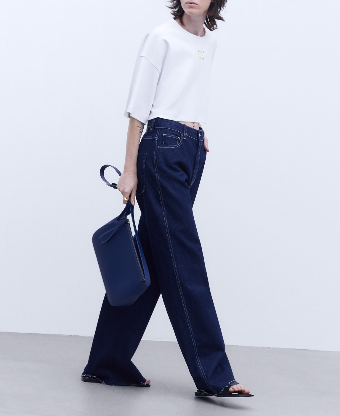 Cropped cotton t-shirt image number 1