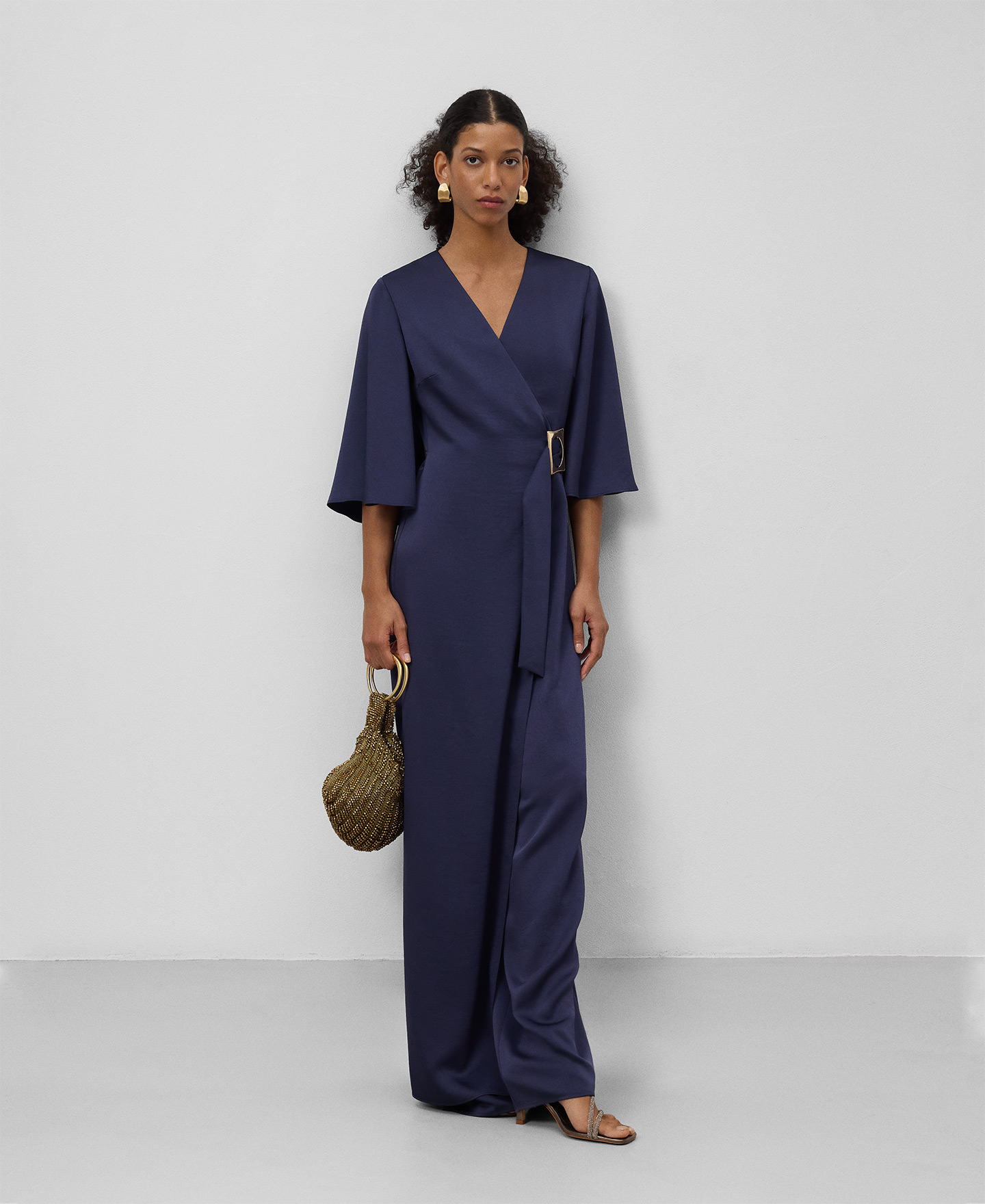 Navy blue long jumpsuit woman image number 1