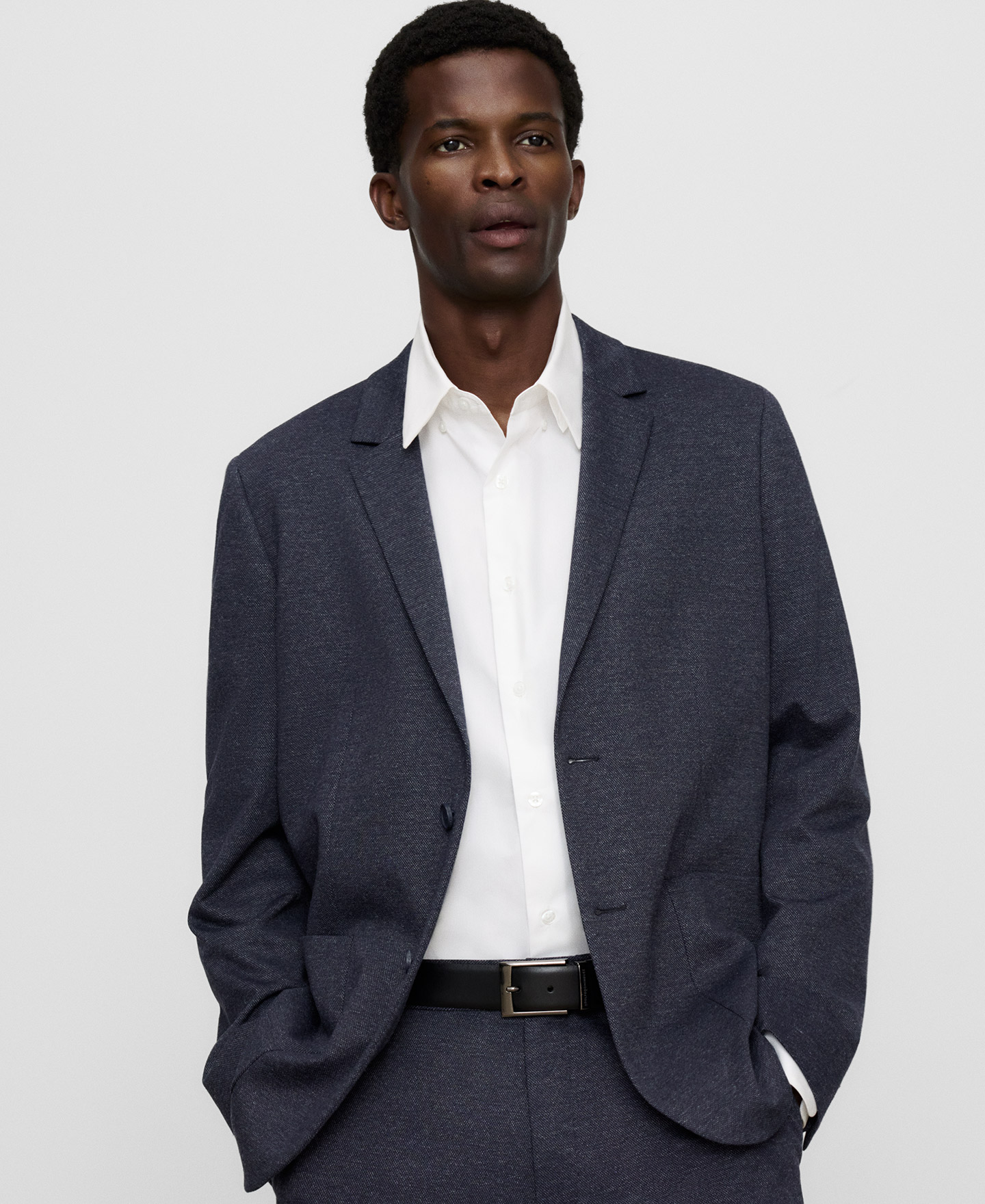 Regular-fit textured patter blazer image number 0