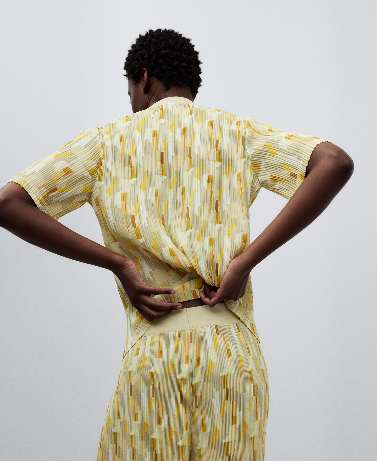 Recycled crinkle printed top woman image number 2