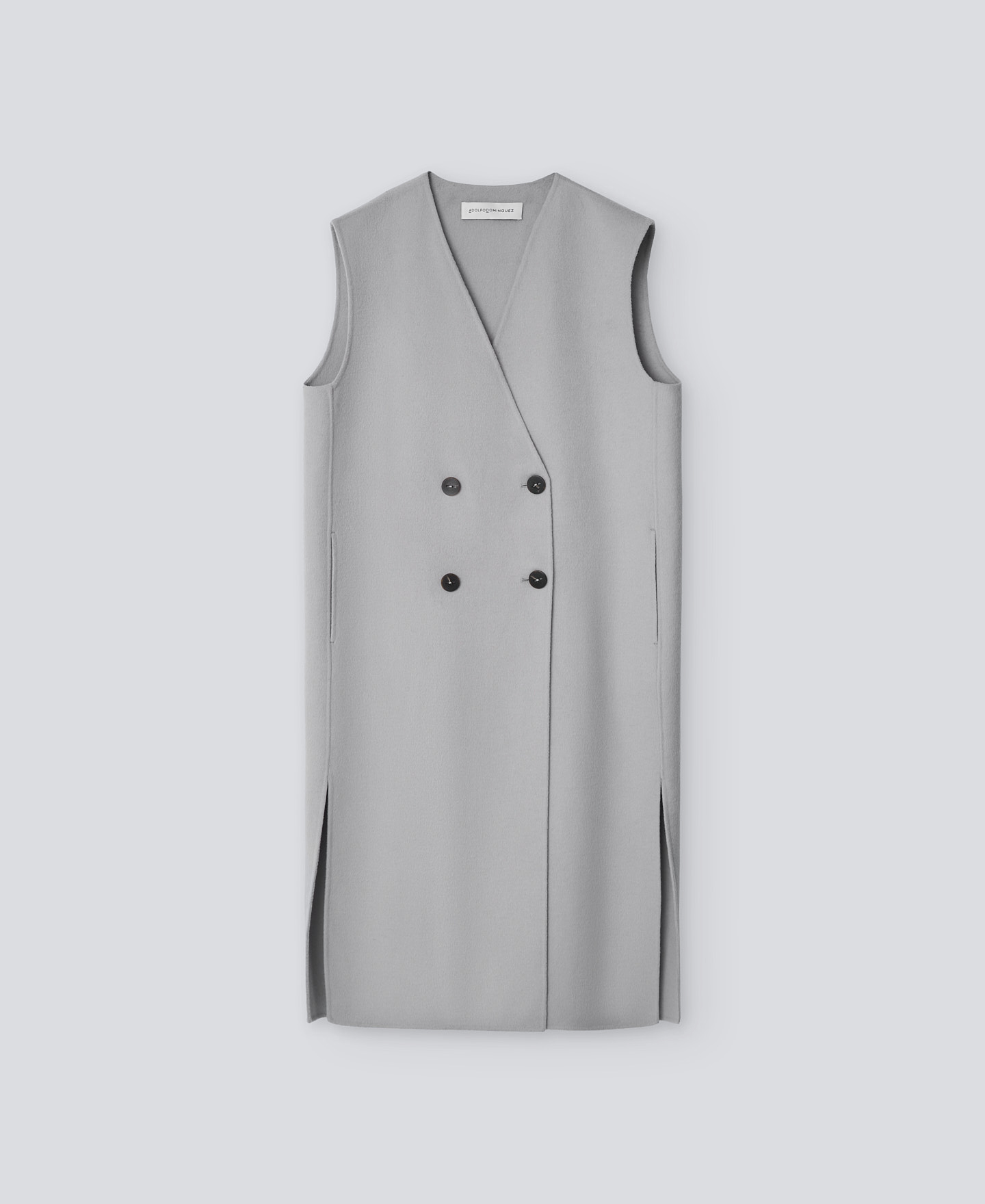 Grey long double-breasted vest woman image number 4
