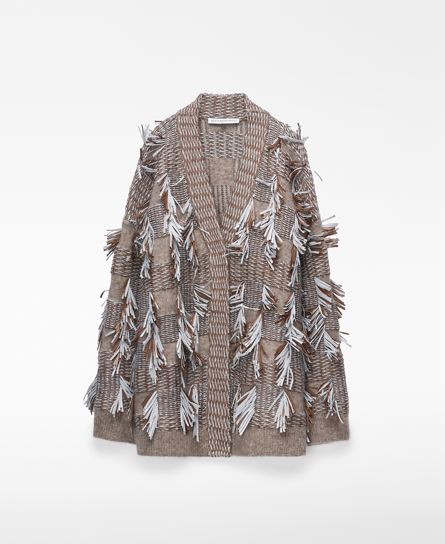 Jacquard oversize cardigan with fringes image number 4