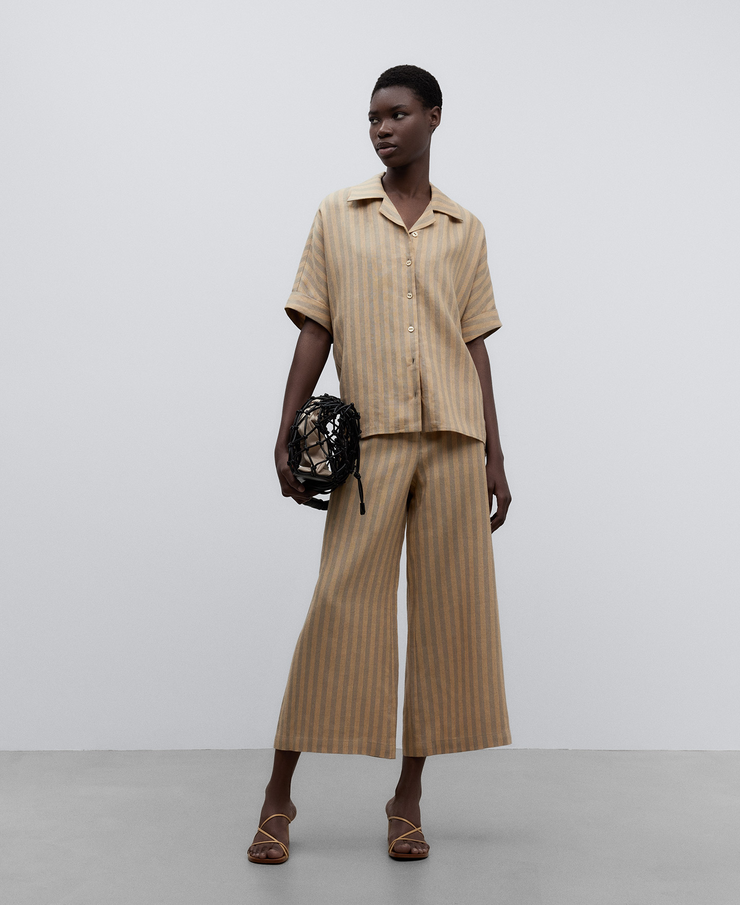 Striped linen shirt woman image number 1