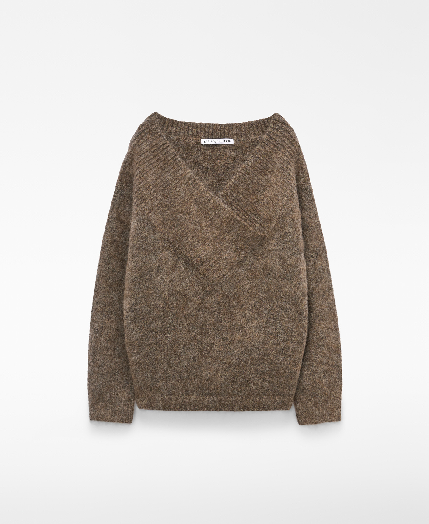 Mohair blend wide V-neck sweater image number 6