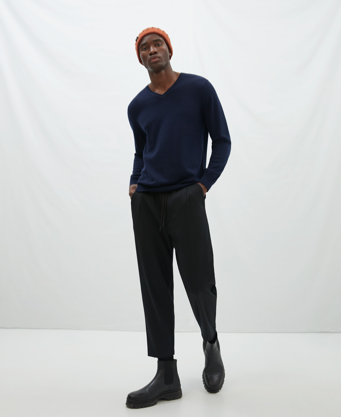 V-neck merino wool sweater image number 1