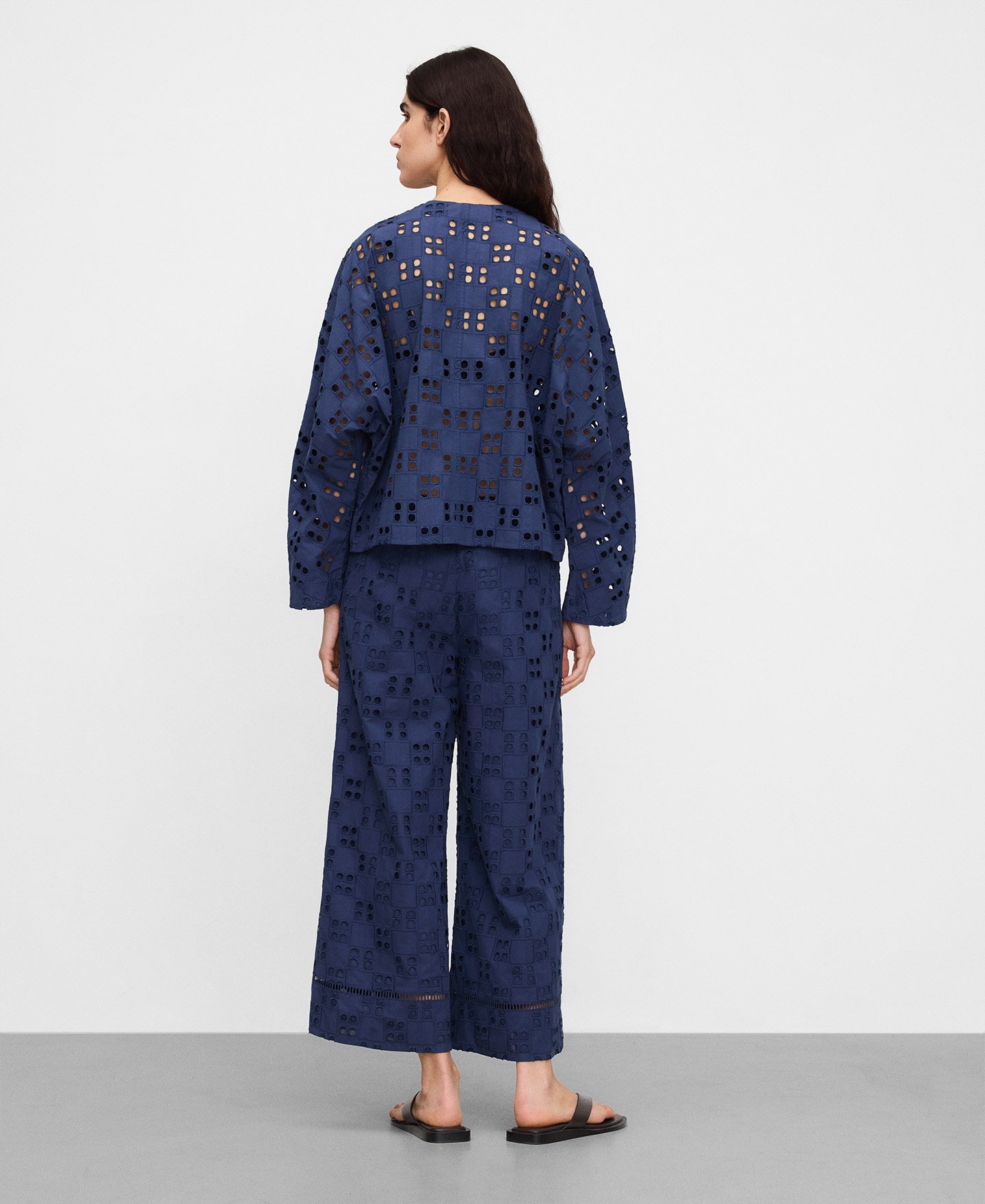 Poplin trousers with English embroidery image number 2