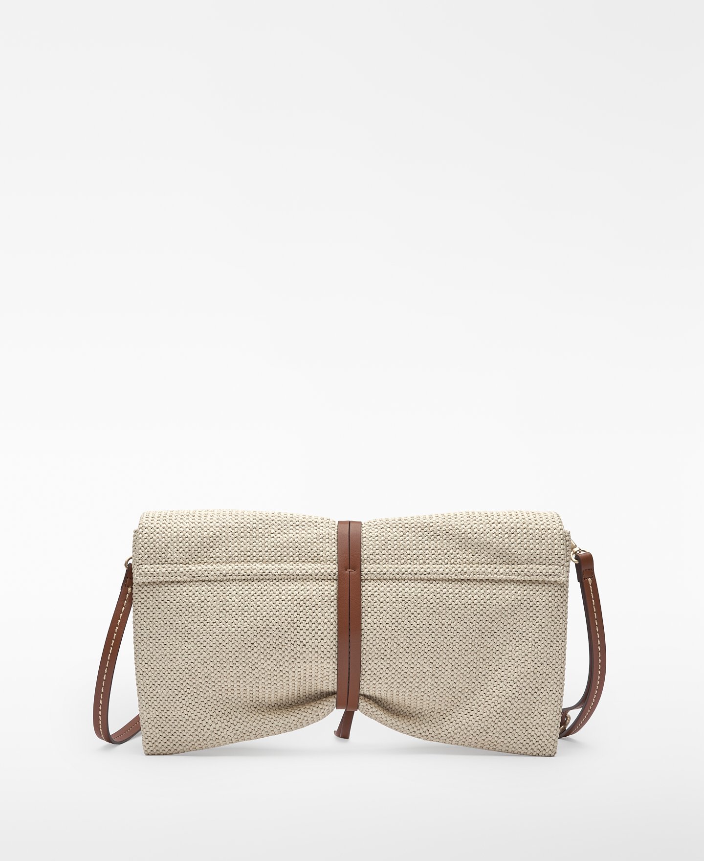 Raffia texture clutch with metal piece image number 1