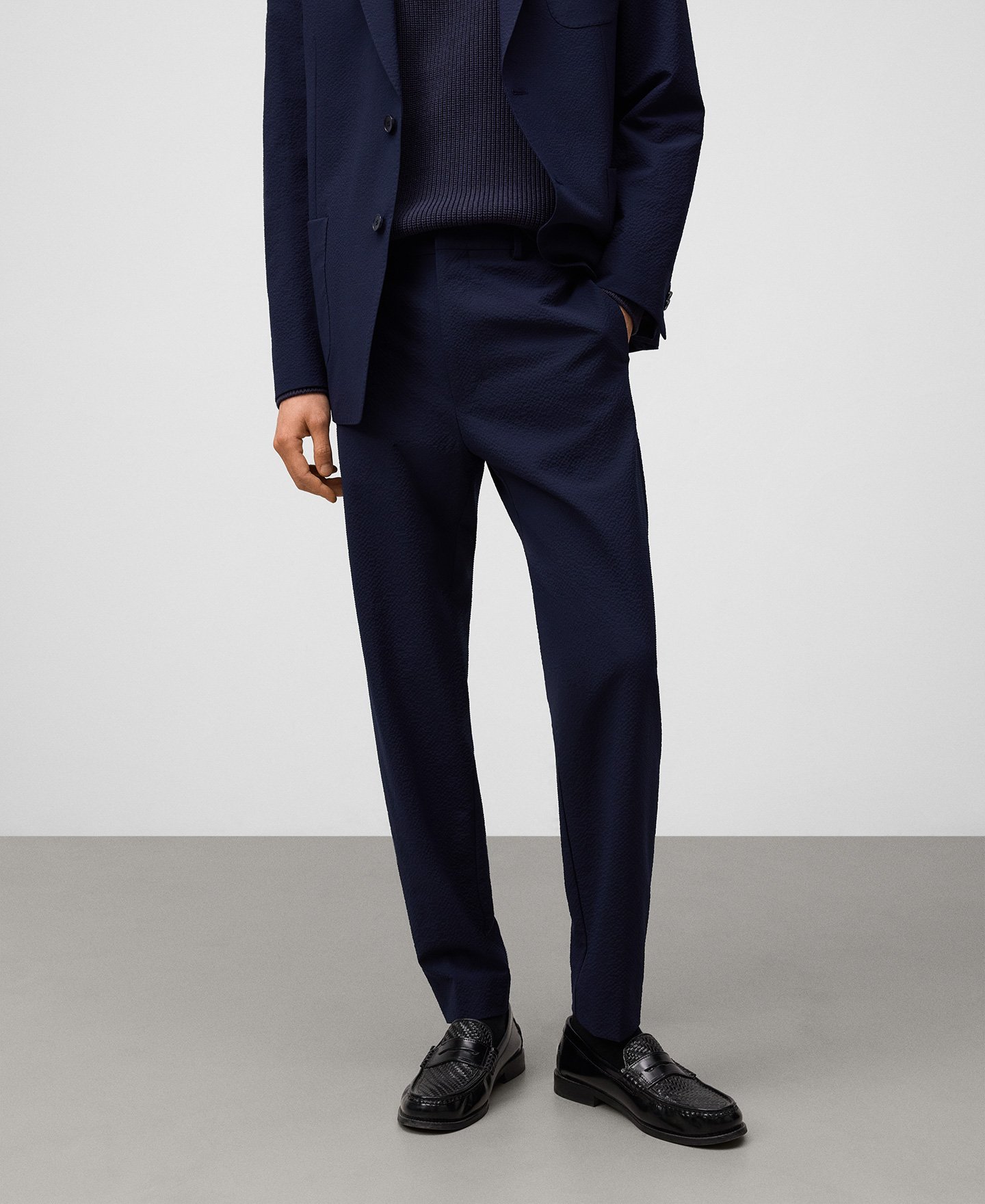 Seersucker tailored trousers man image number 0