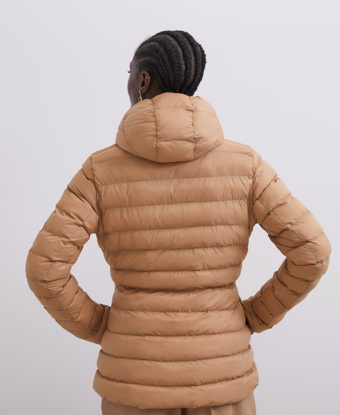 Camel padded jacket with hood image number 2