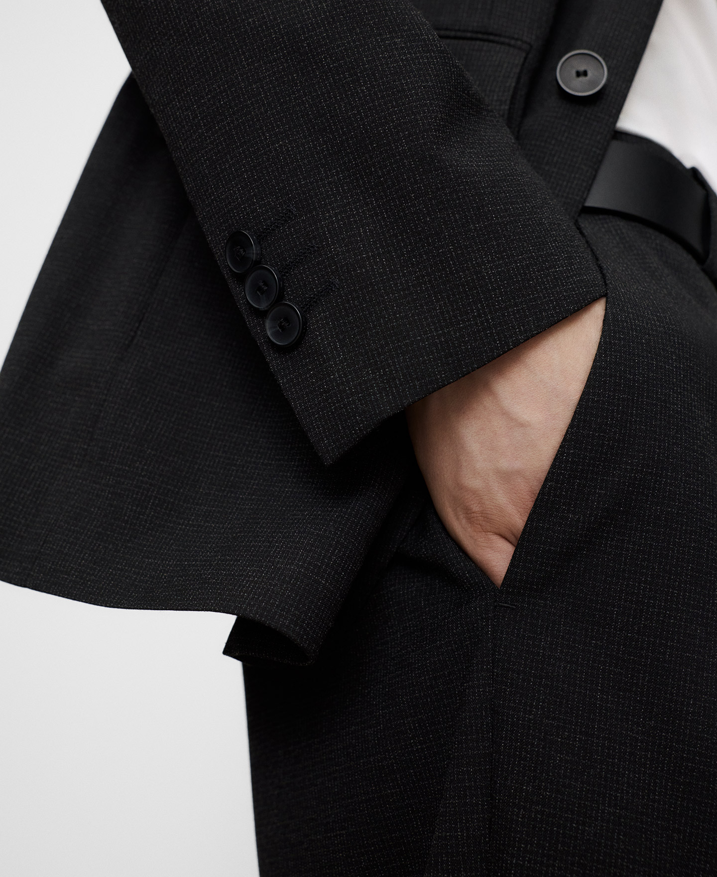Slim fit micro-pattern tailored trousers image number 3
