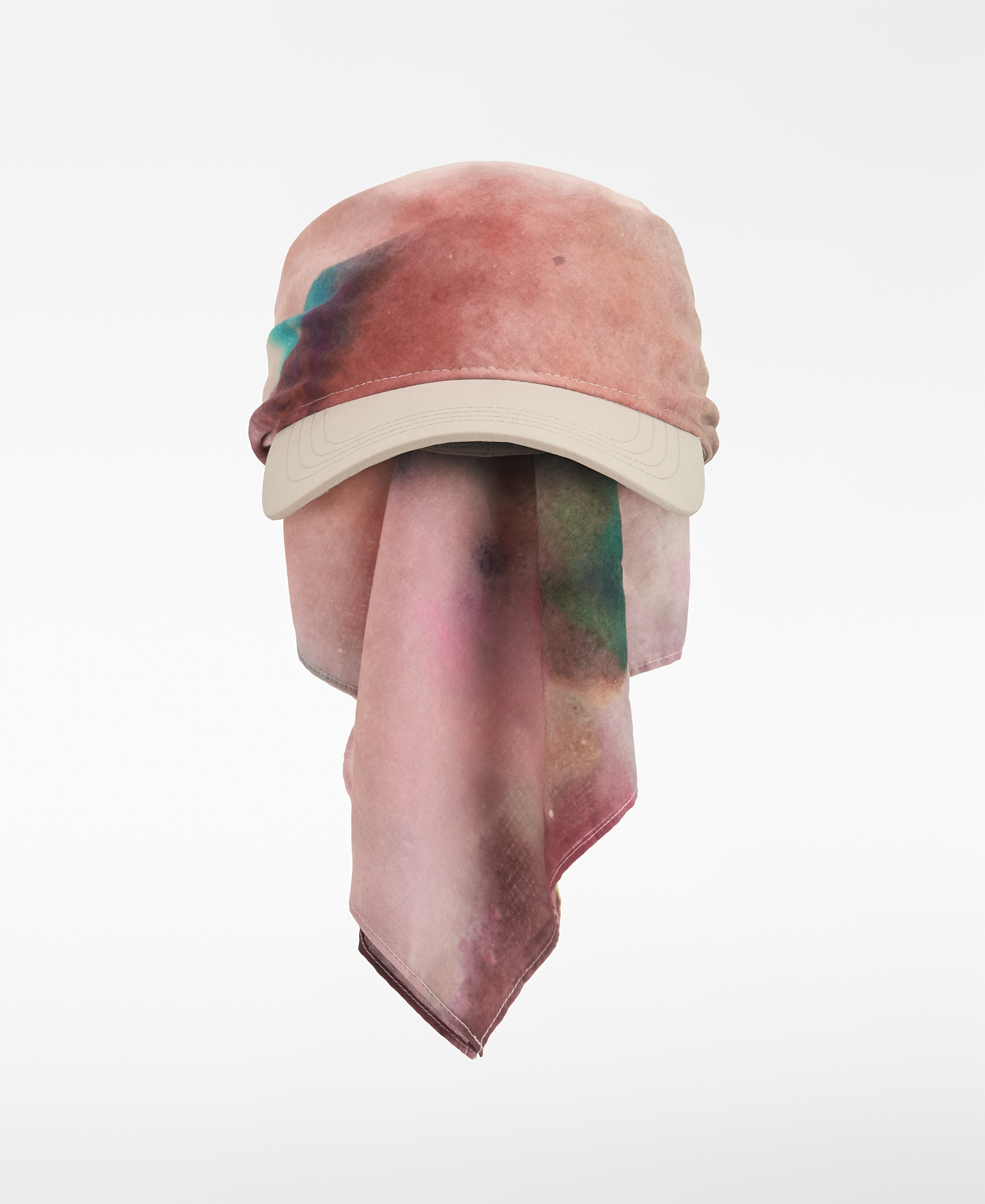 Cap with tie-dye printed scarf image number 0