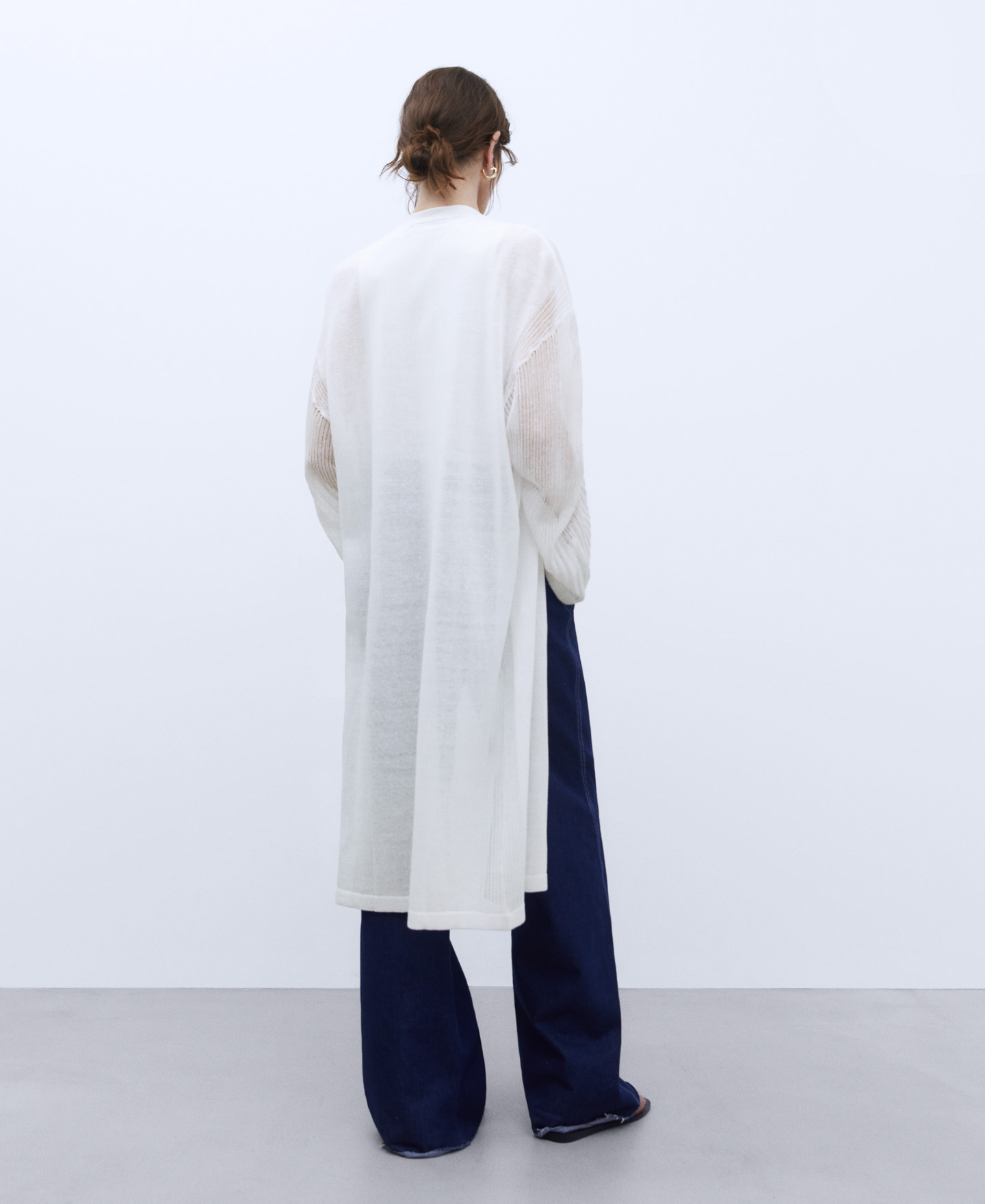Lace knit long jacket image number 2