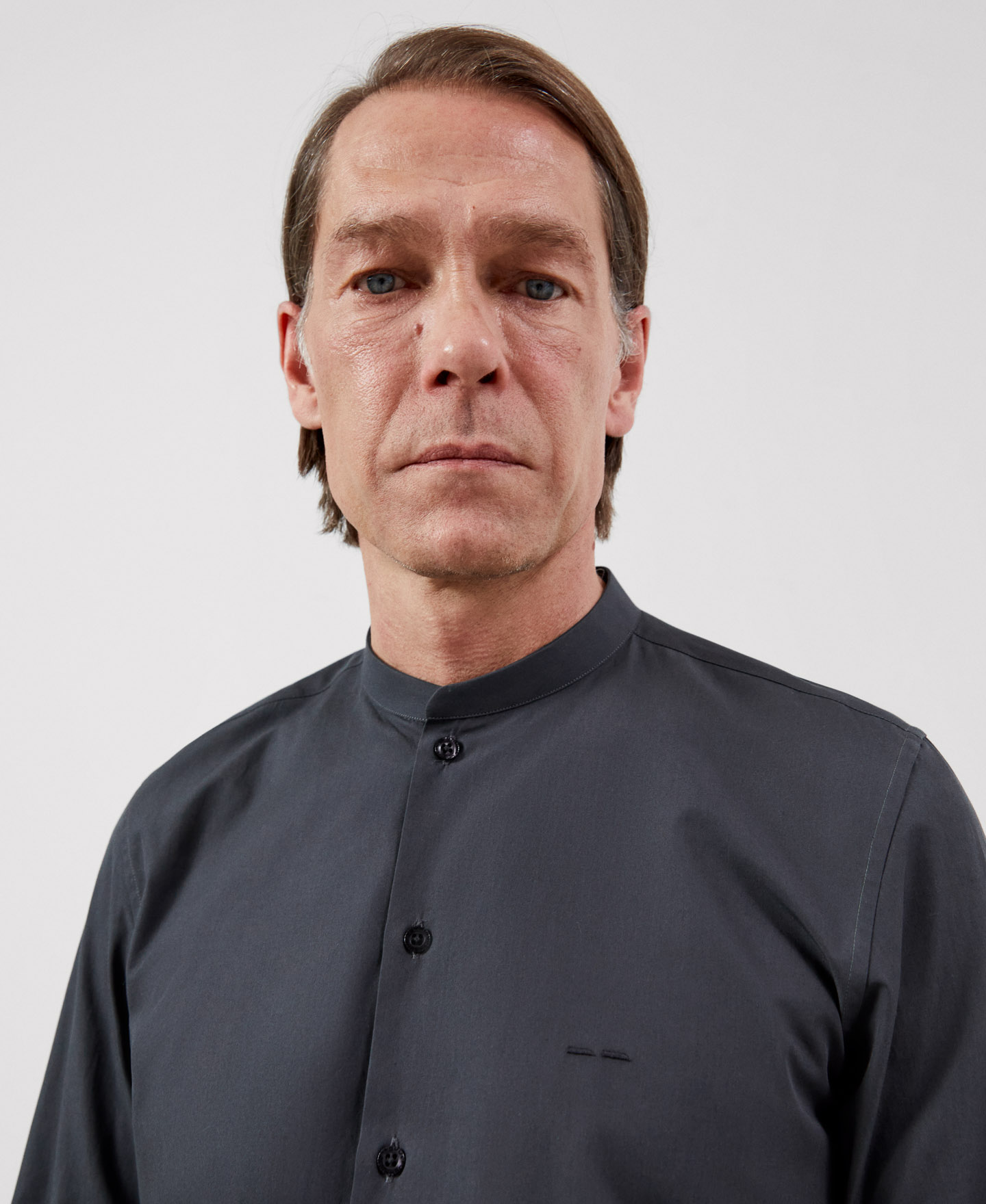 Mandarin collar organic cotton shirt image number 3