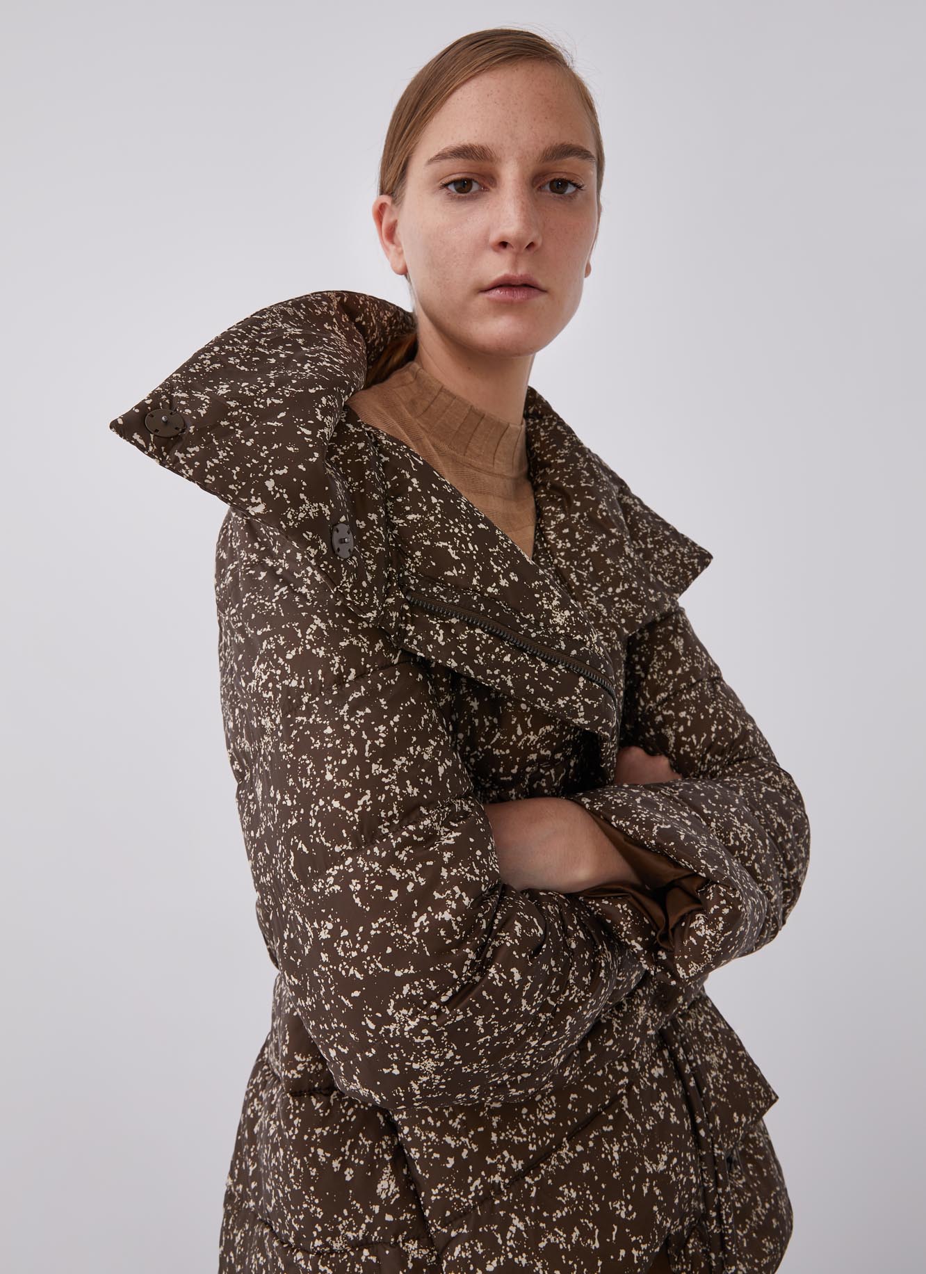 Printed puffer coat with print image number 1