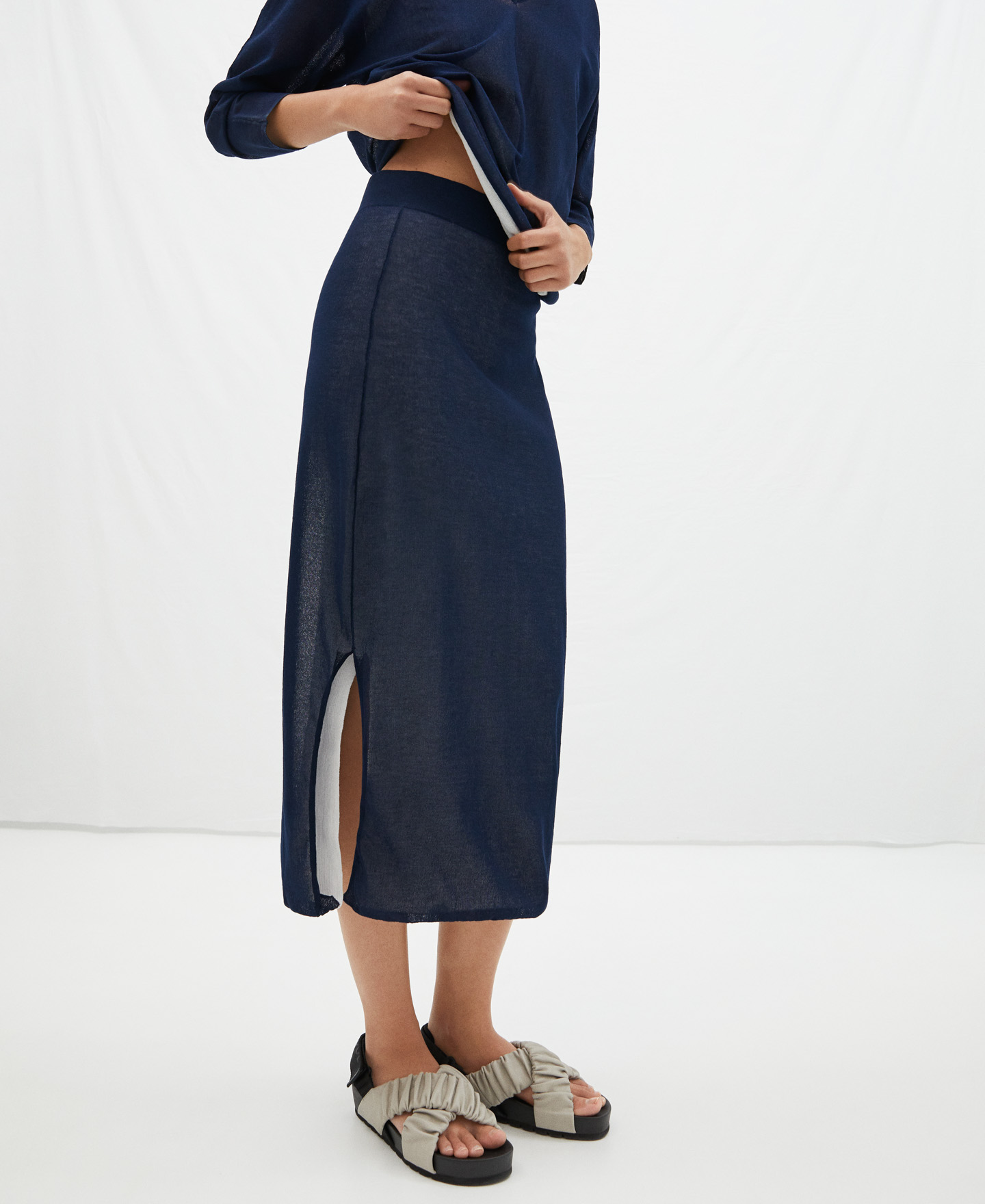 Viscose ribbed skirt image number 1