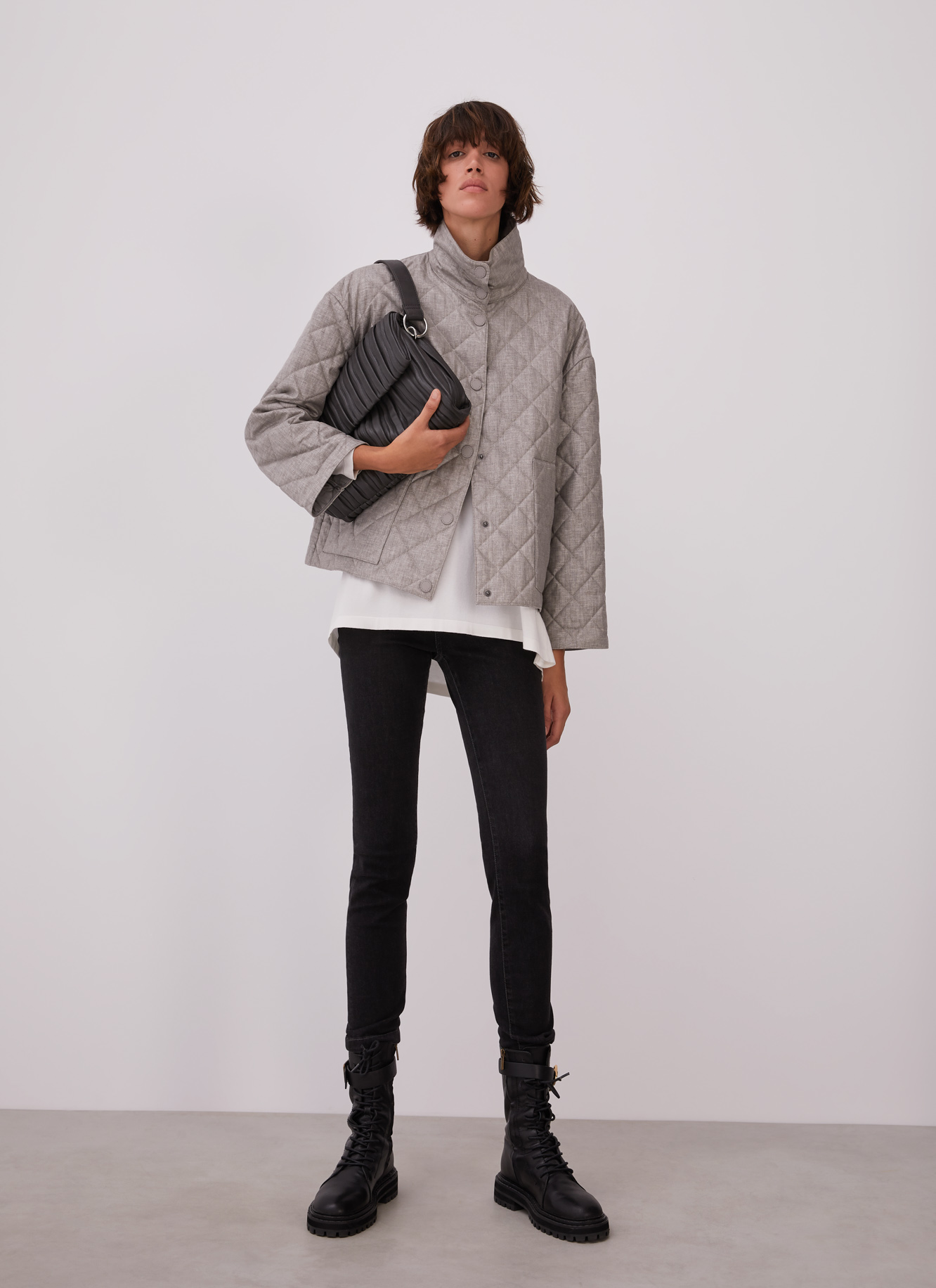 Padded short jacket with chimney collar image number 0