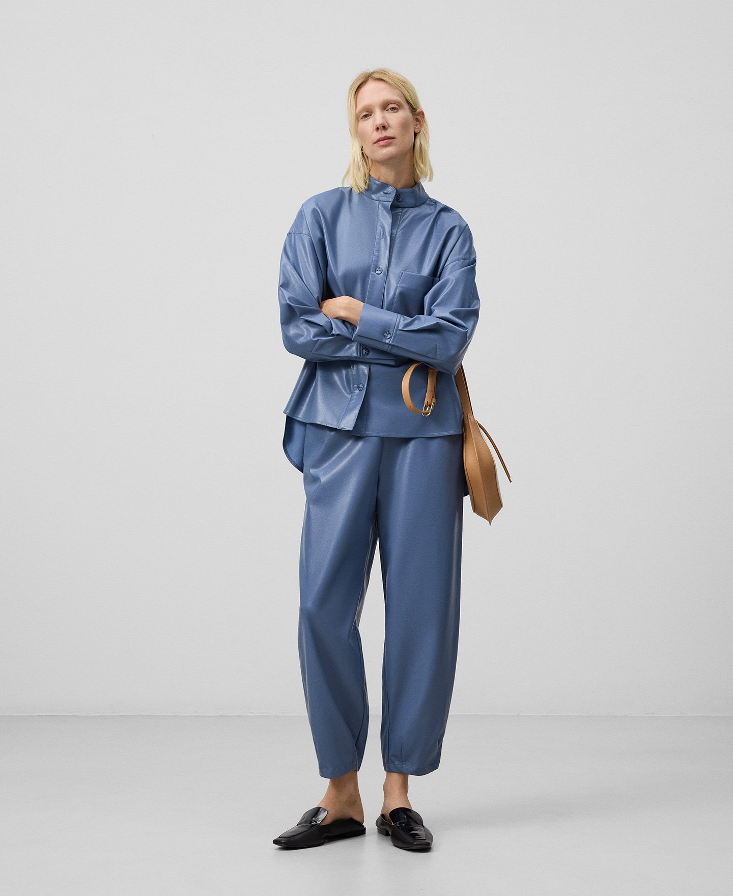 Leather-Non-Leather blue overshirt woman image number 1