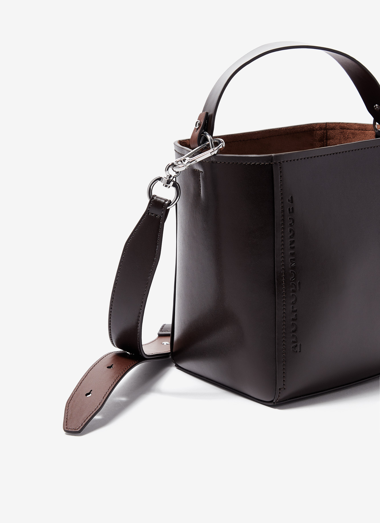 Glossy vachetta leather mini bucket bag image number 1