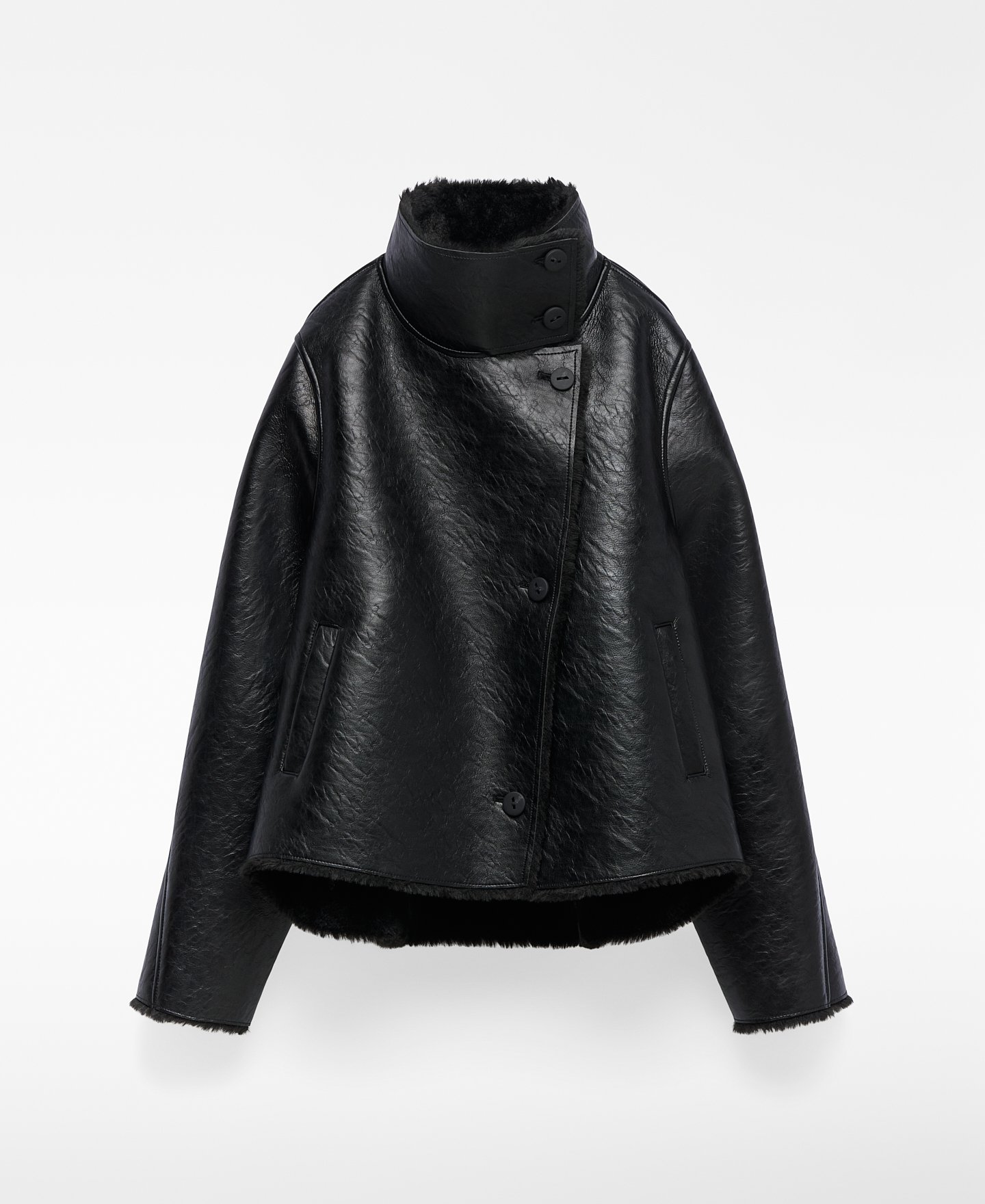 Leather-Non-Leather short coat woman image number 5