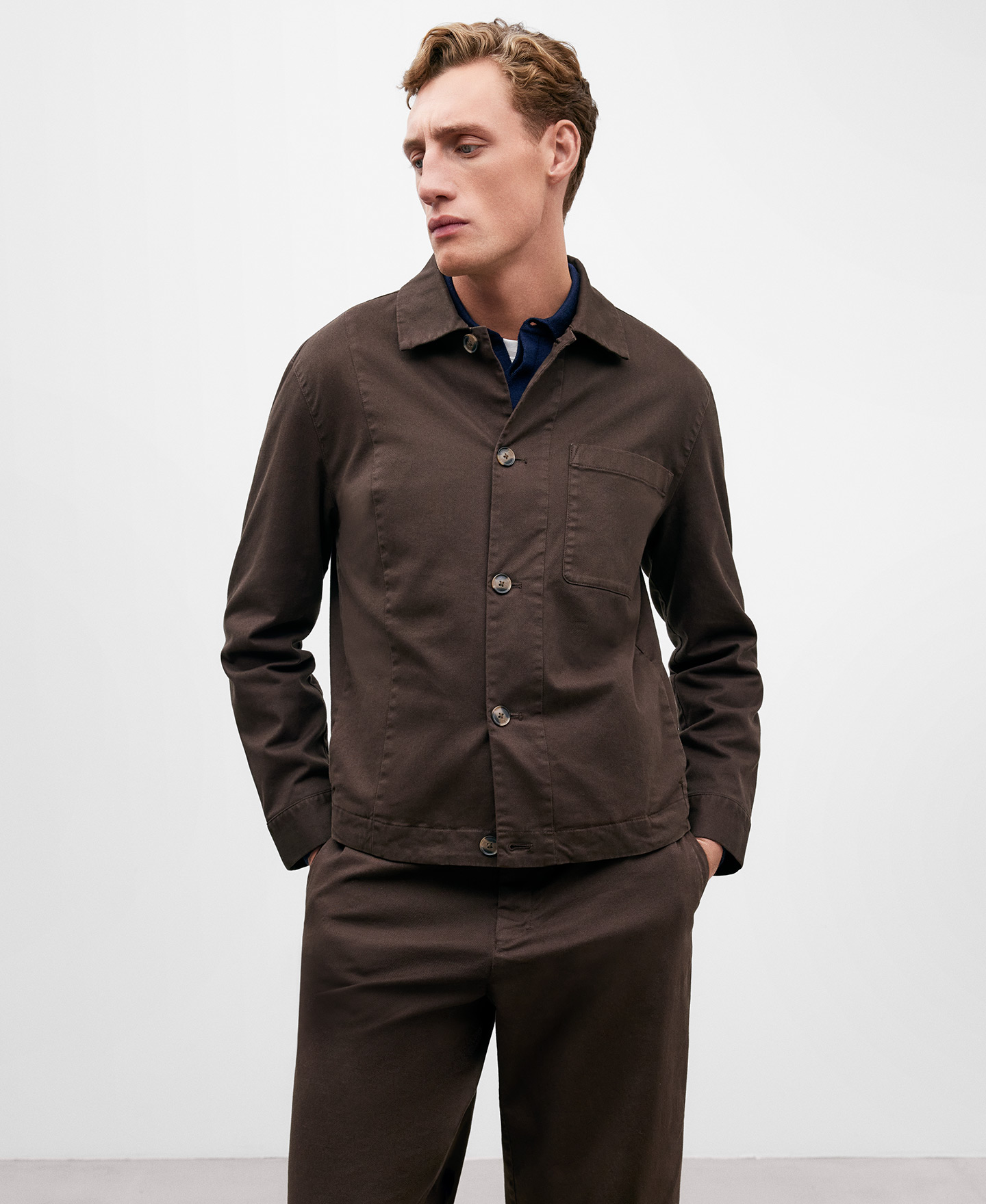 Brown cotton jacket for men image number 0