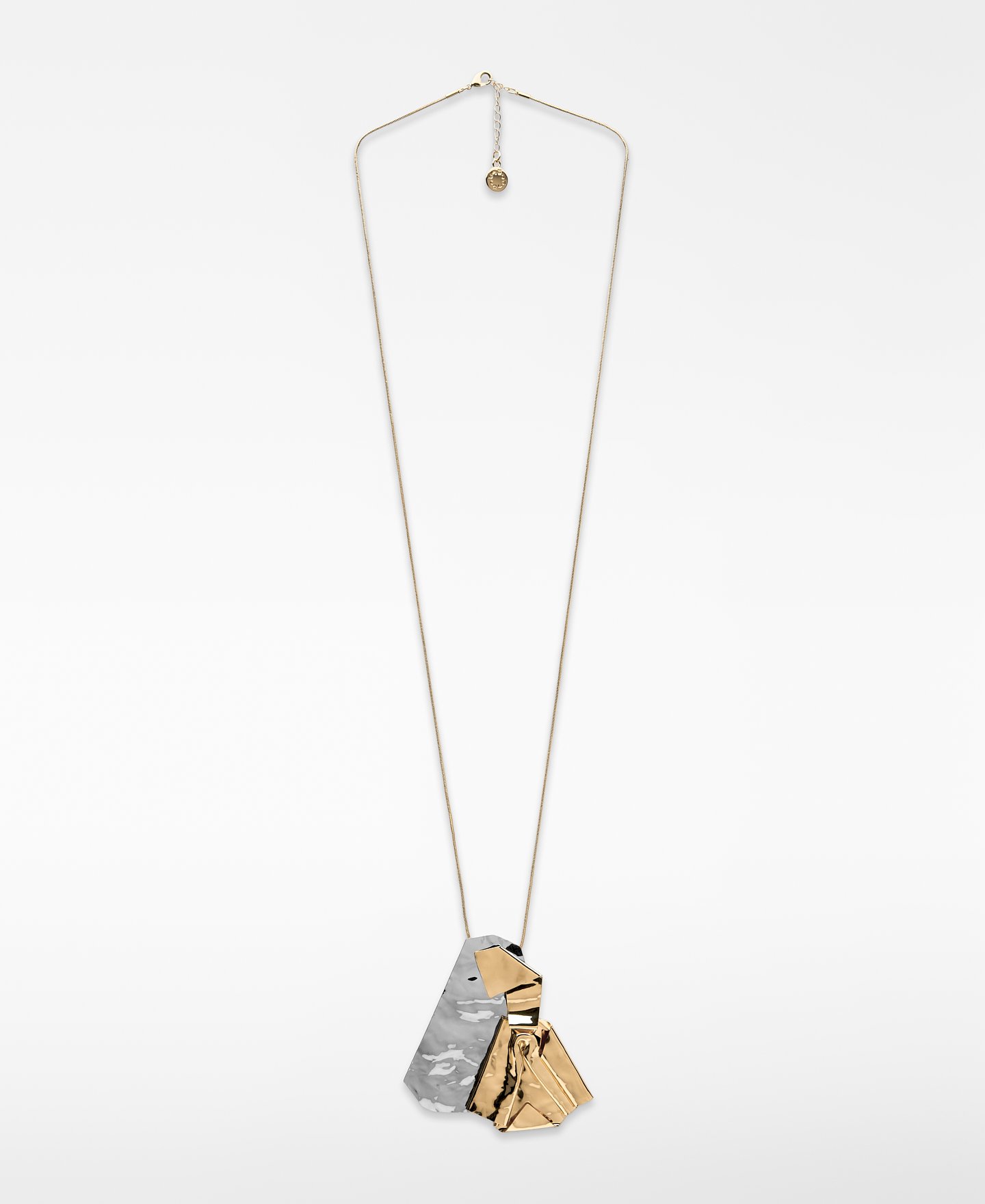 Pleated metal pendant necklace image number 0