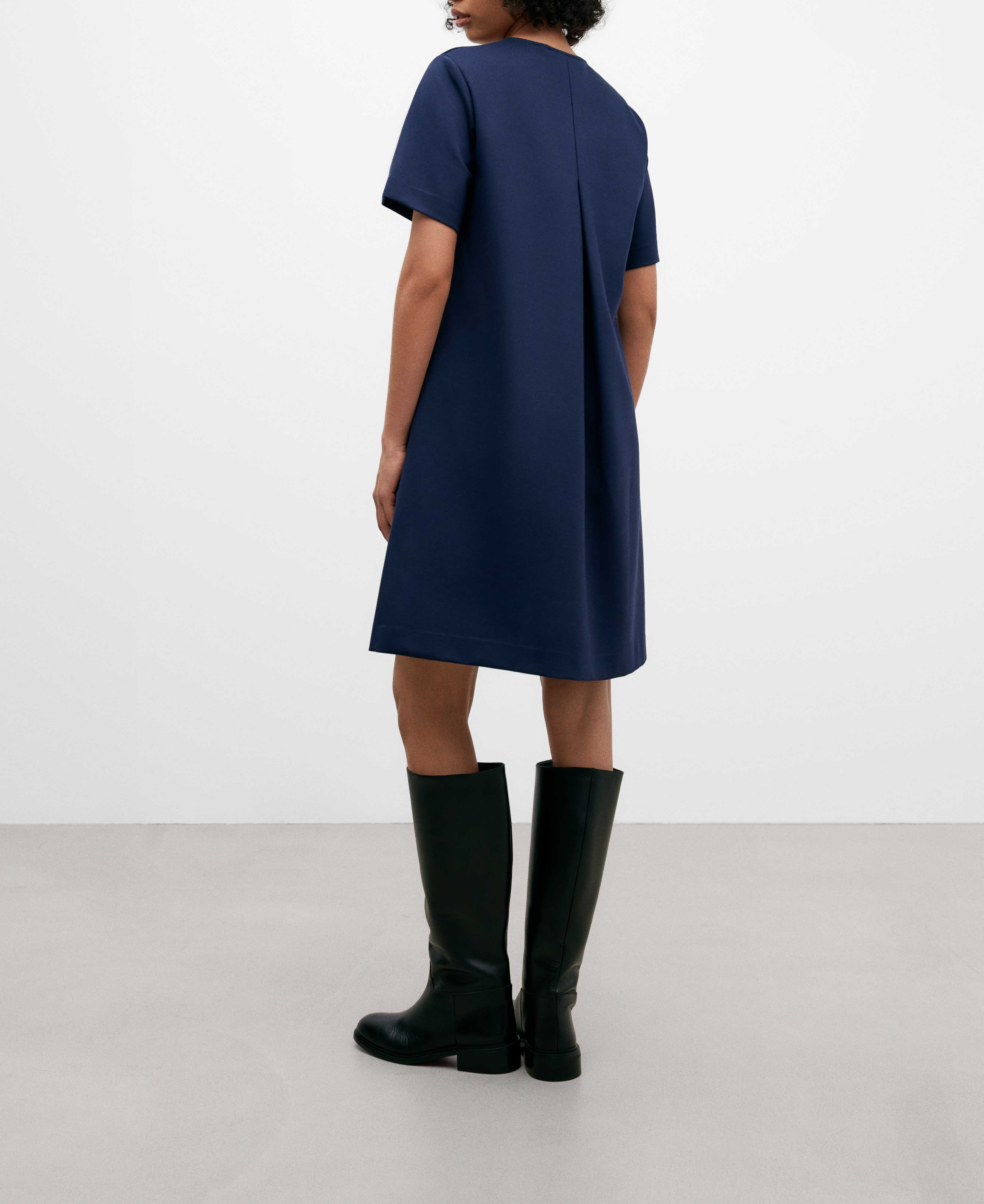Navy blue viscose fabric dress for women image number 2