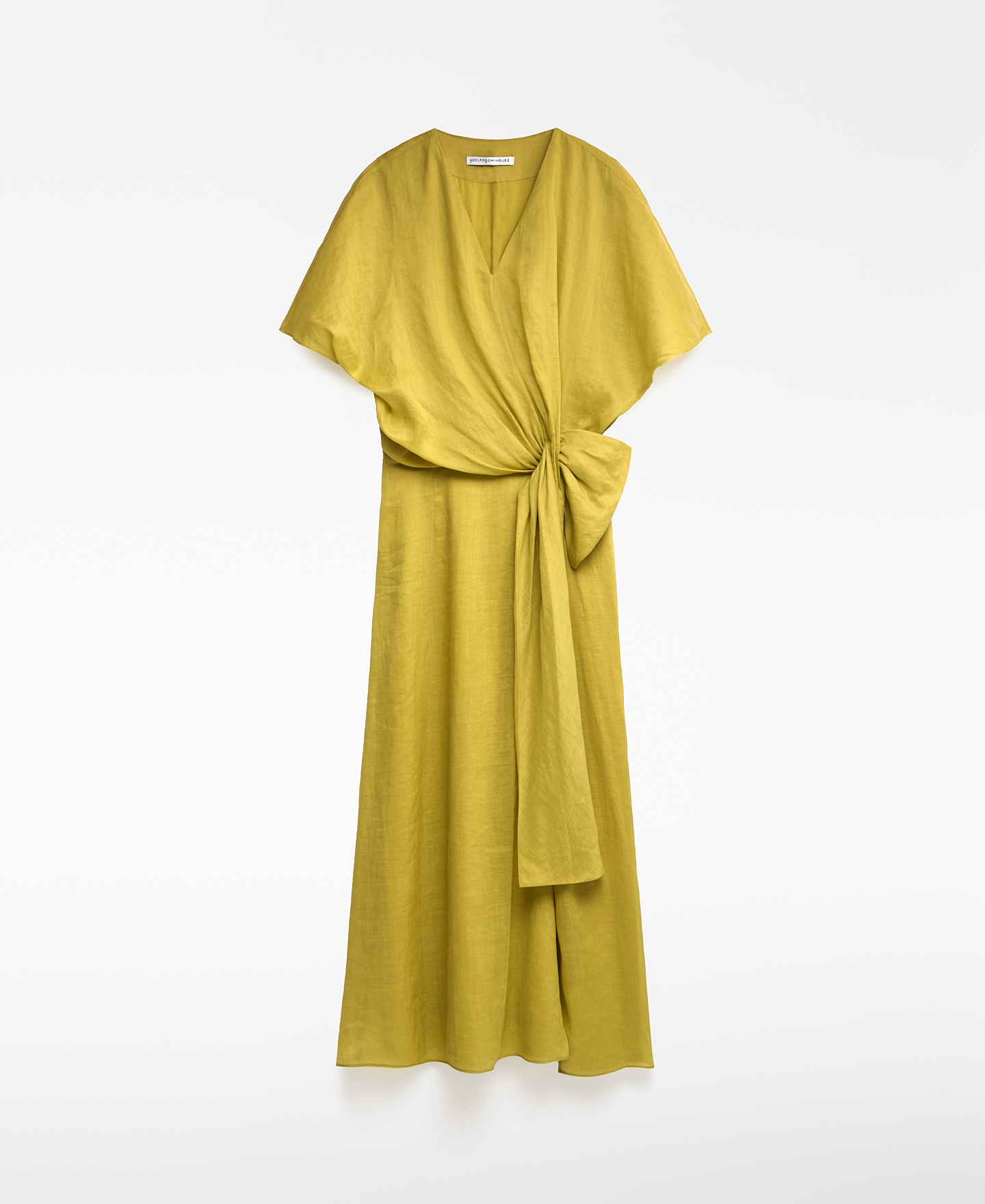Ramie midi dress with bow woman image number 4