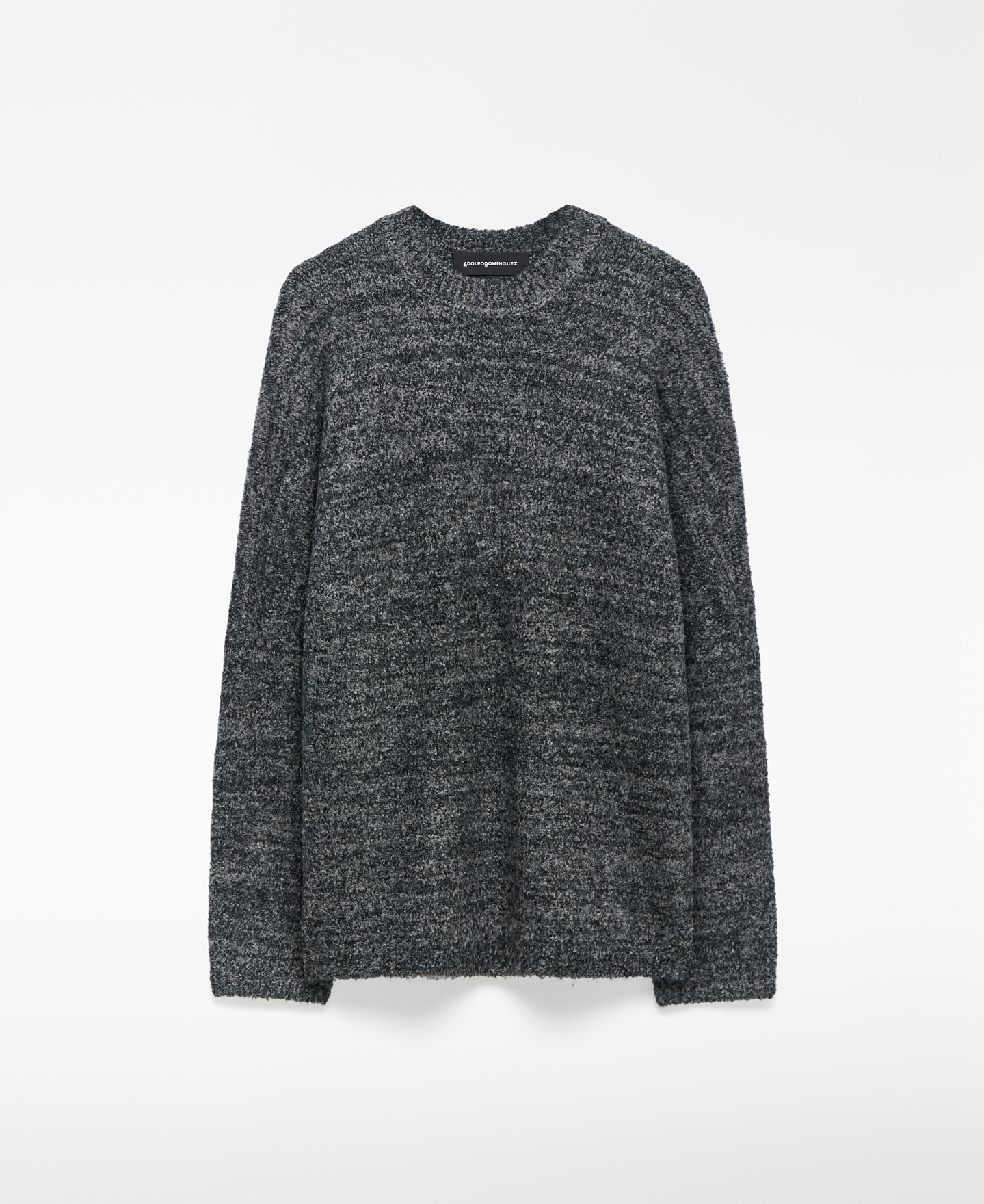 Crew collar melange knit sweater man image number 6