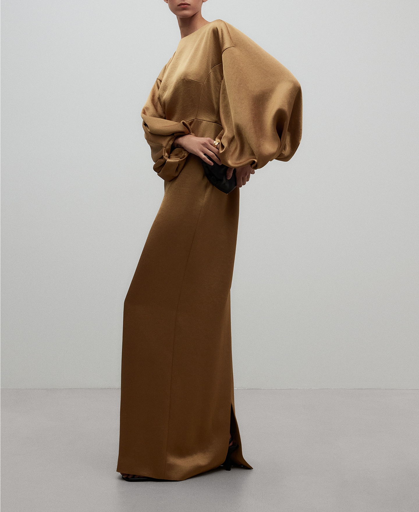 Gold fitted dress woman image number 1