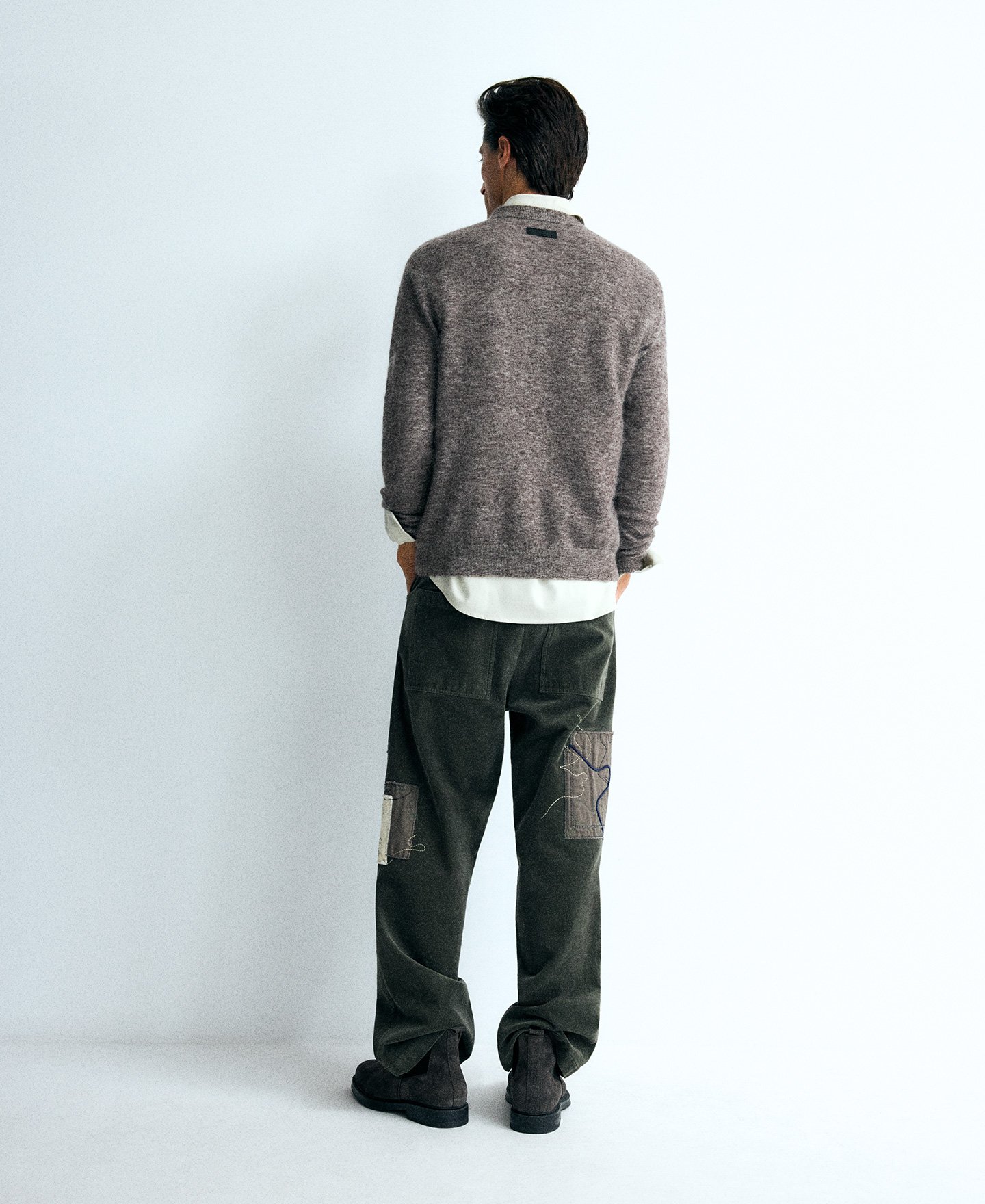 Embroidered corduroy trousers man image number 3