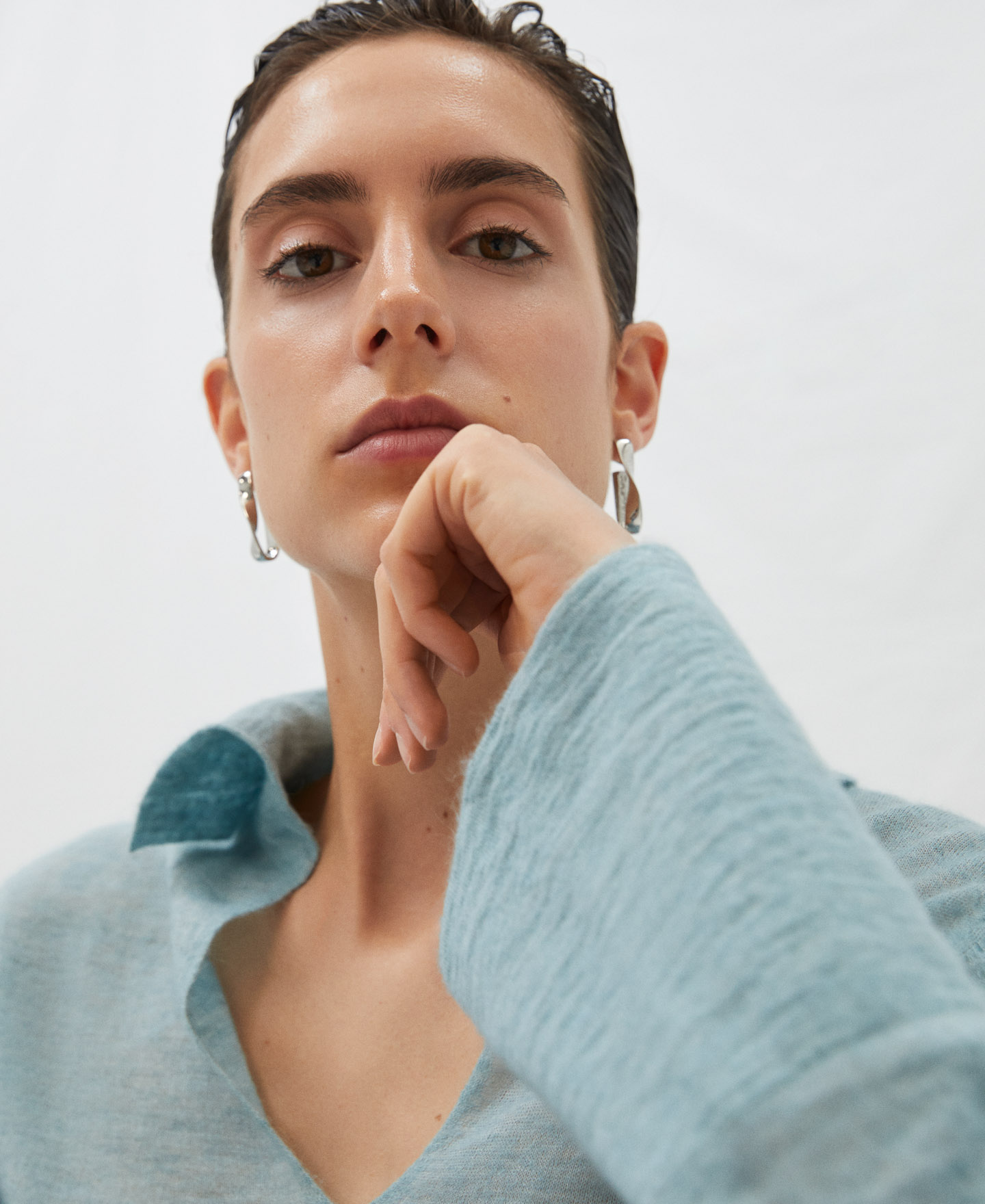 Polo collar jumper in mohair image number 3